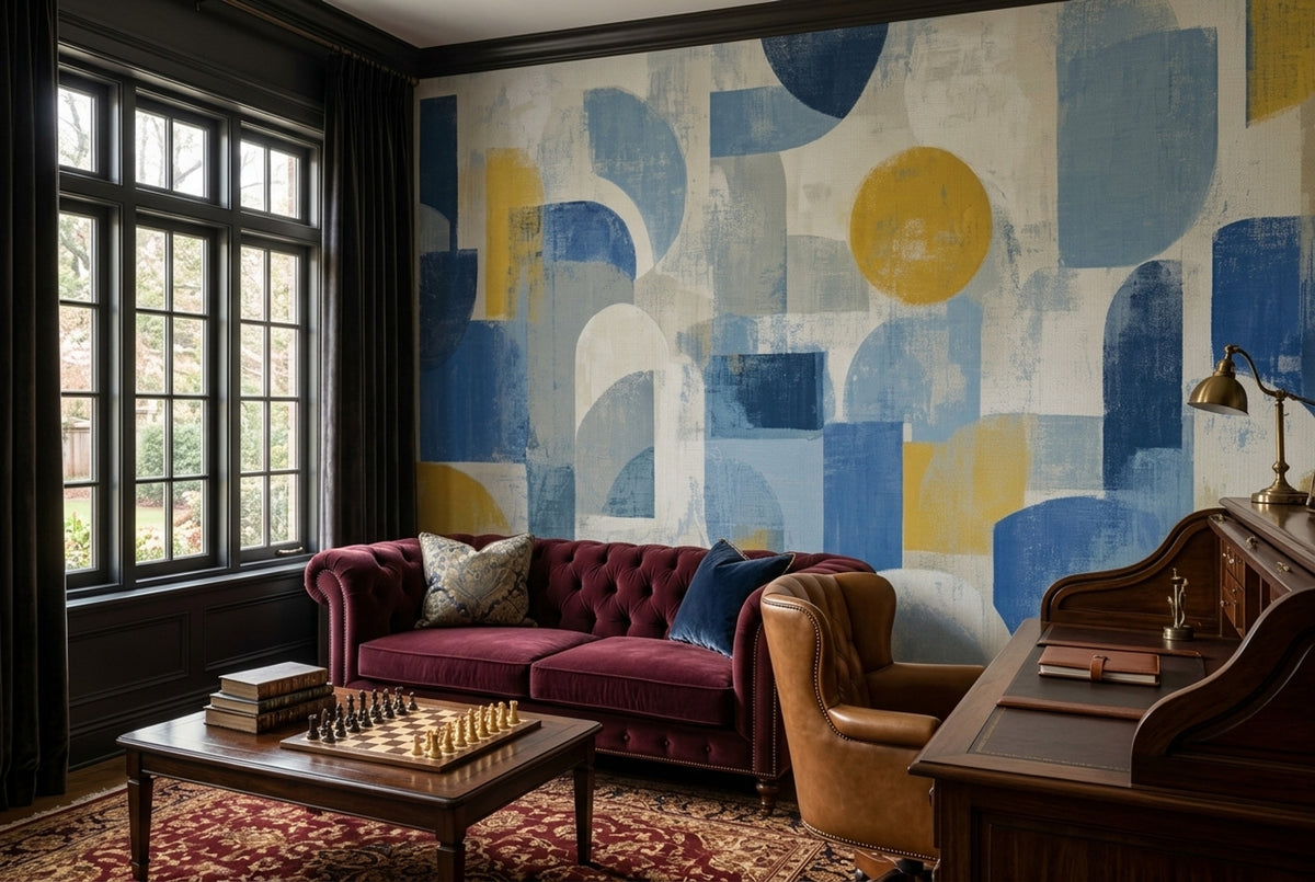 Abstract Geometric Shapes Wallpaper Mid Century Modern Wall Mural