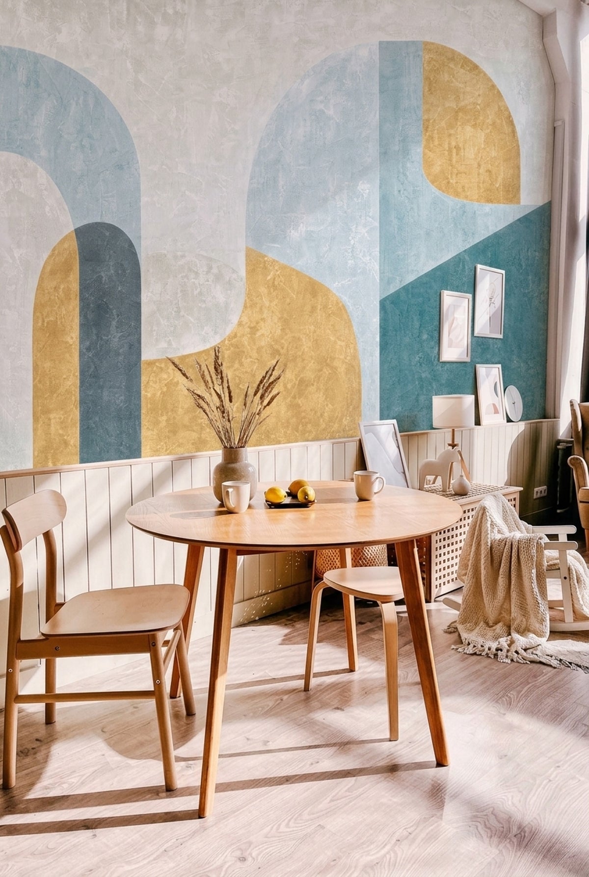 Abstract Geometric Arches Wallpaper Concrete Texture Wall Mural