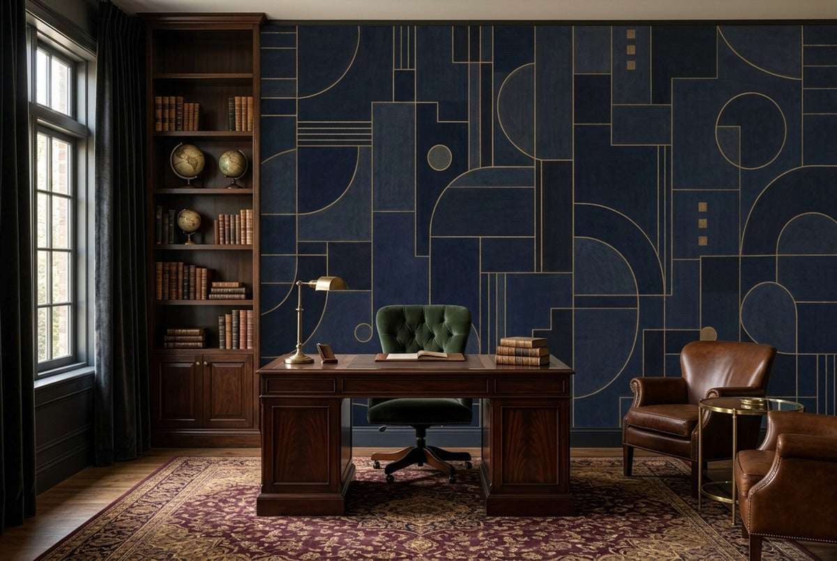 Gold Line Geometry Wallpaper Art Deco Wall Mural