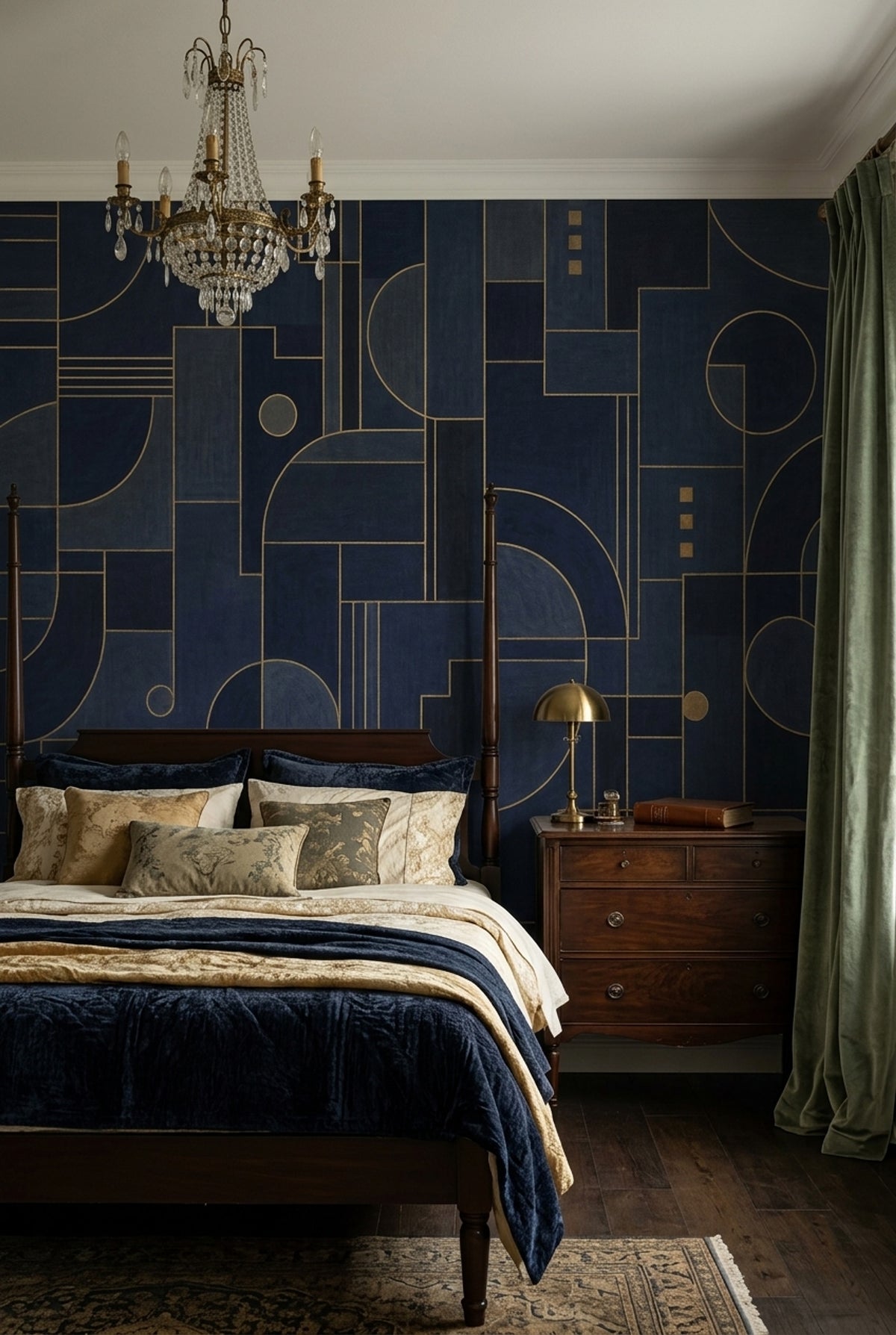 Gold Line Geometry Wallpaper Art Deco Wall Mural