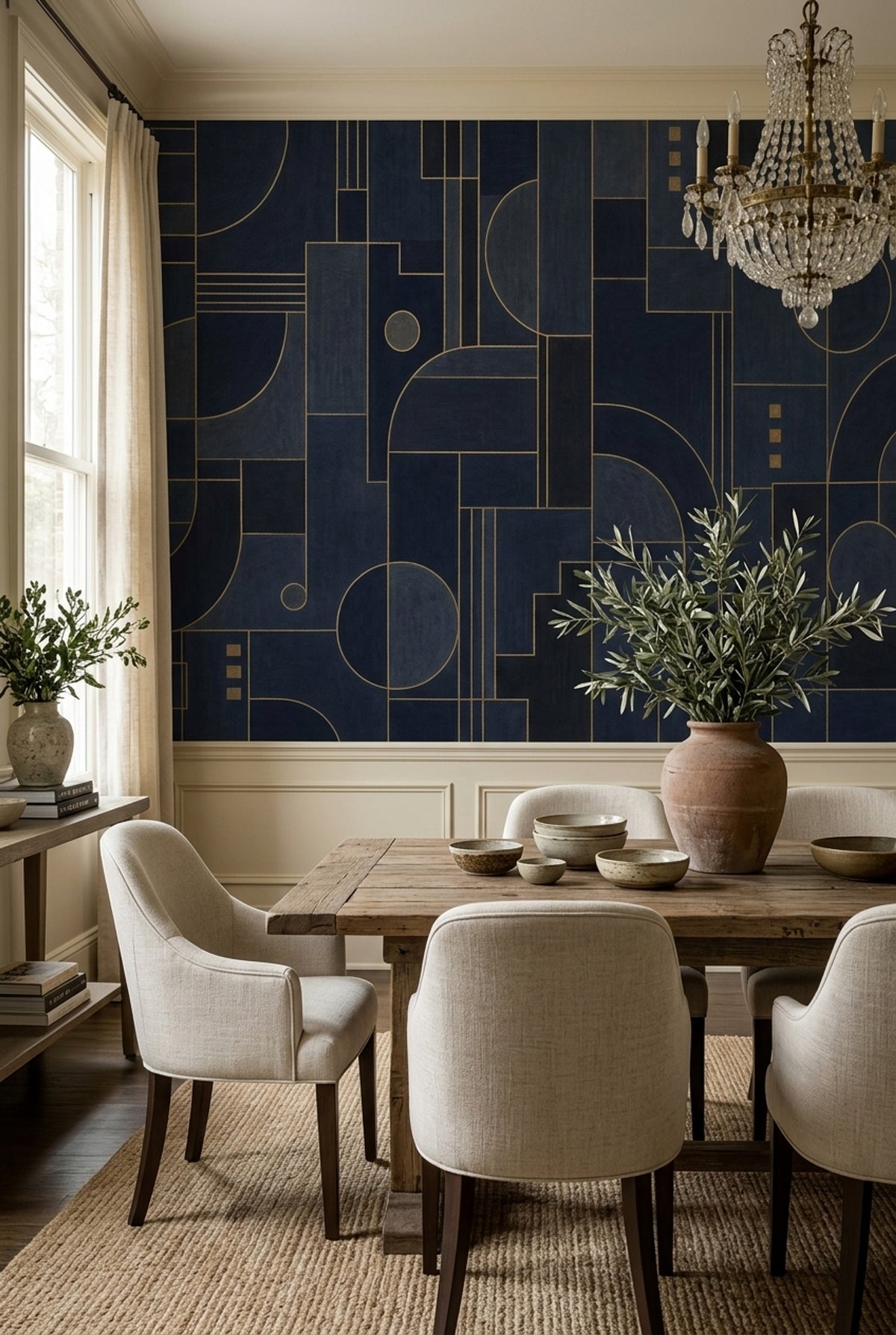 Gold Line Geometry Wallpaper Art Deco Wall Mural