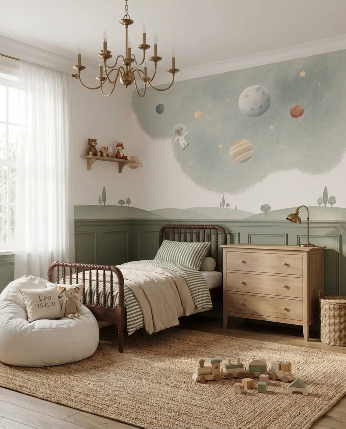 Astronaut Bunny Wallpaper Watercolor Space Wall Mural