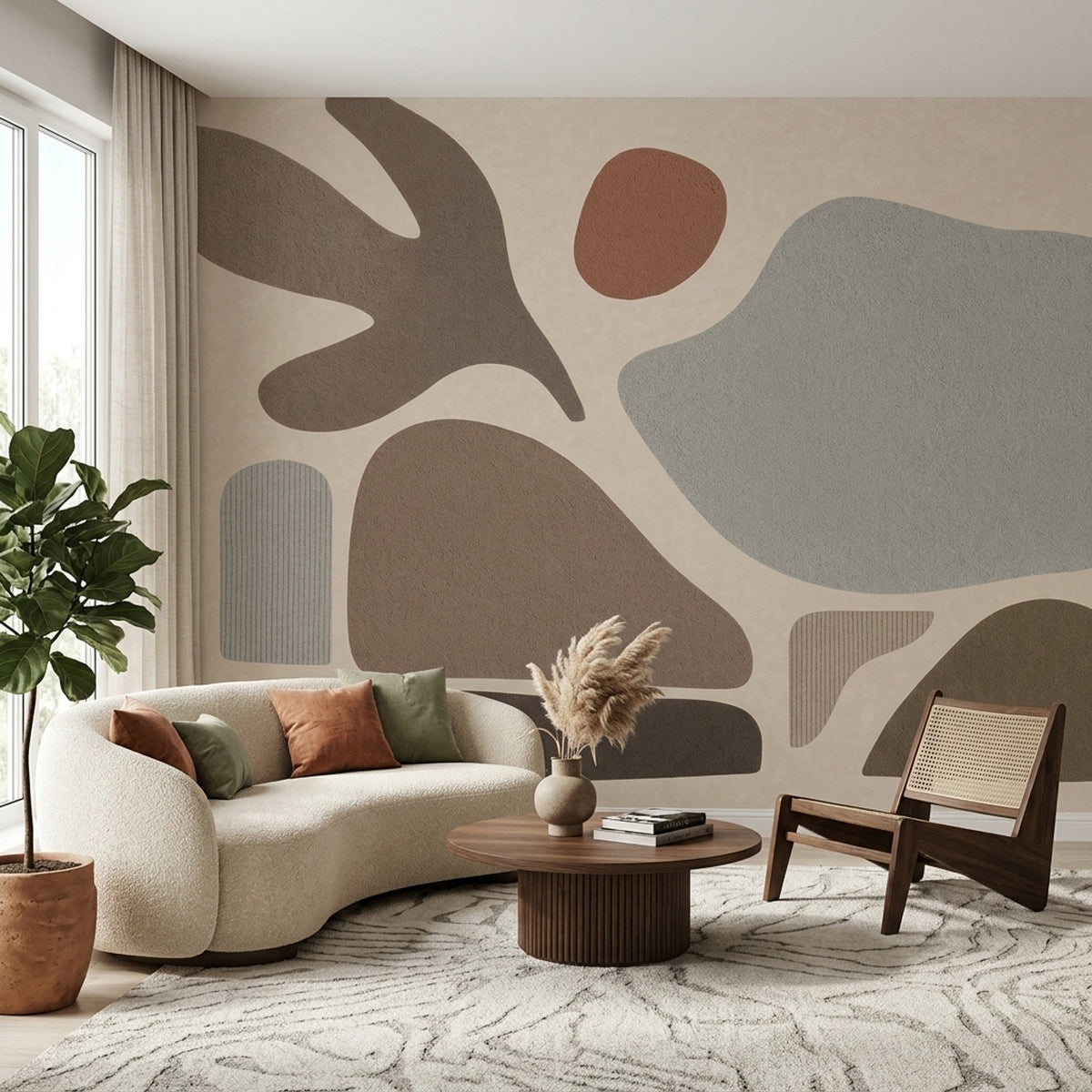 Organic Abstract Shapes Wallpaper Paper Texture Wall Mural