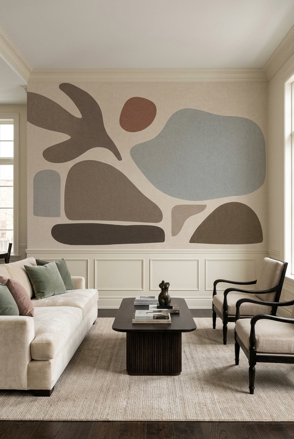 Organic Abstract Shapes Wallpaper Paper Texture Wall Mural