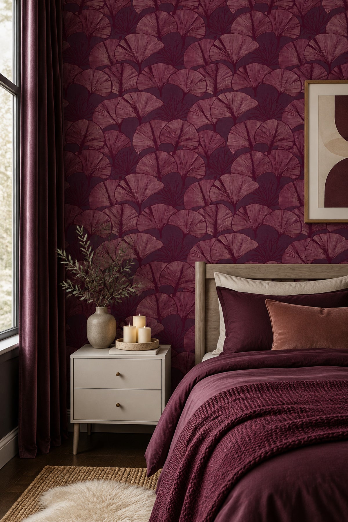 Ginkgo Leaf Wallpaper Purple Background Botanical Silhouette