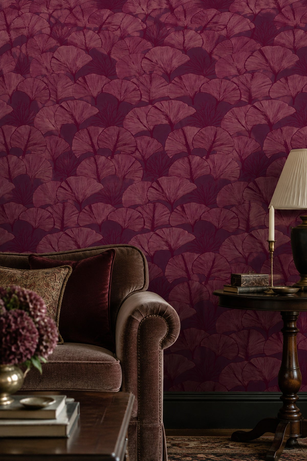 Ginkgo Leaf Wallpaper Purple Background Botanical Silhouette