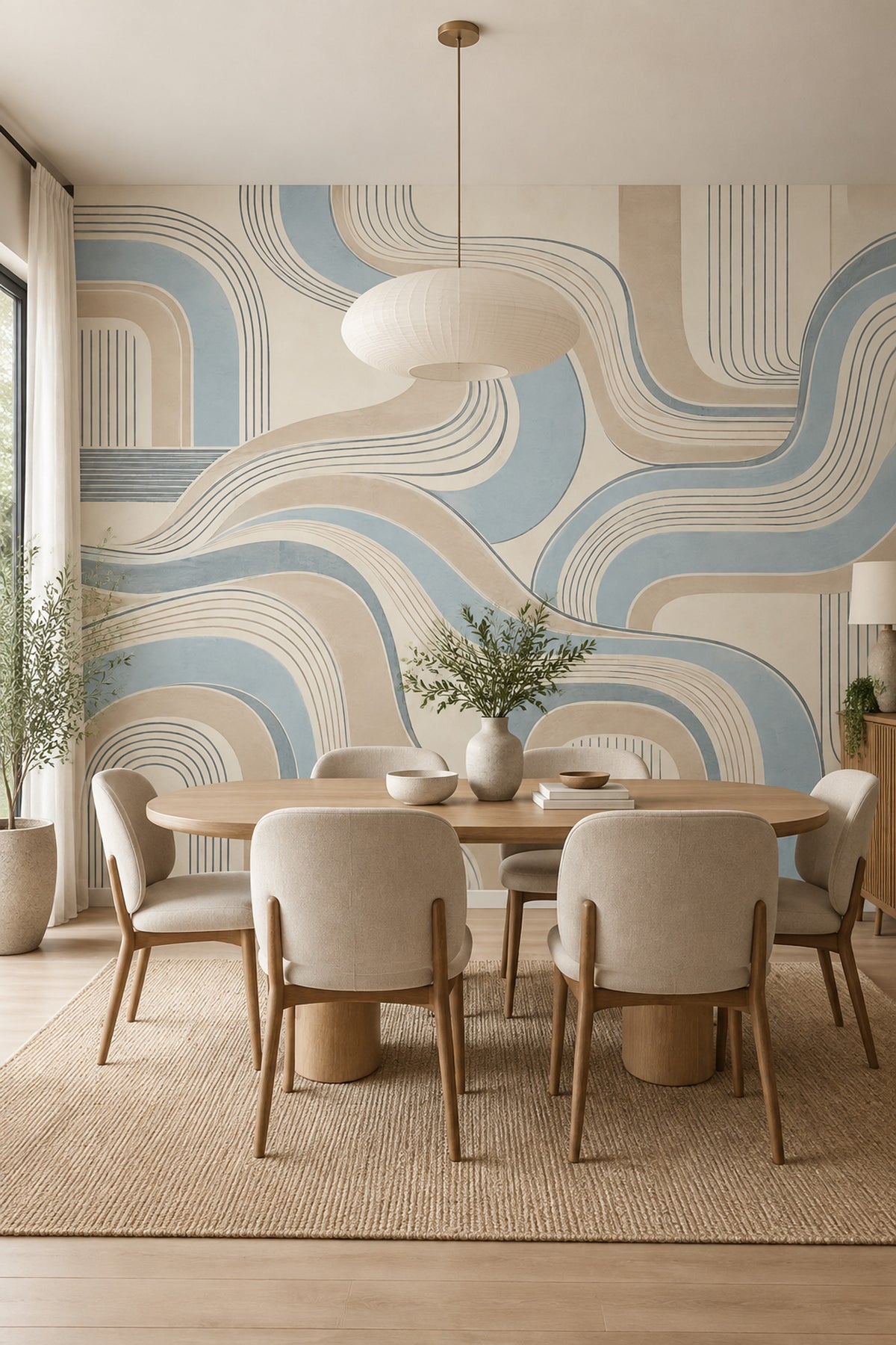 Curved Stripe Arches Wallpaper Mid Century Modern Wall Mural
