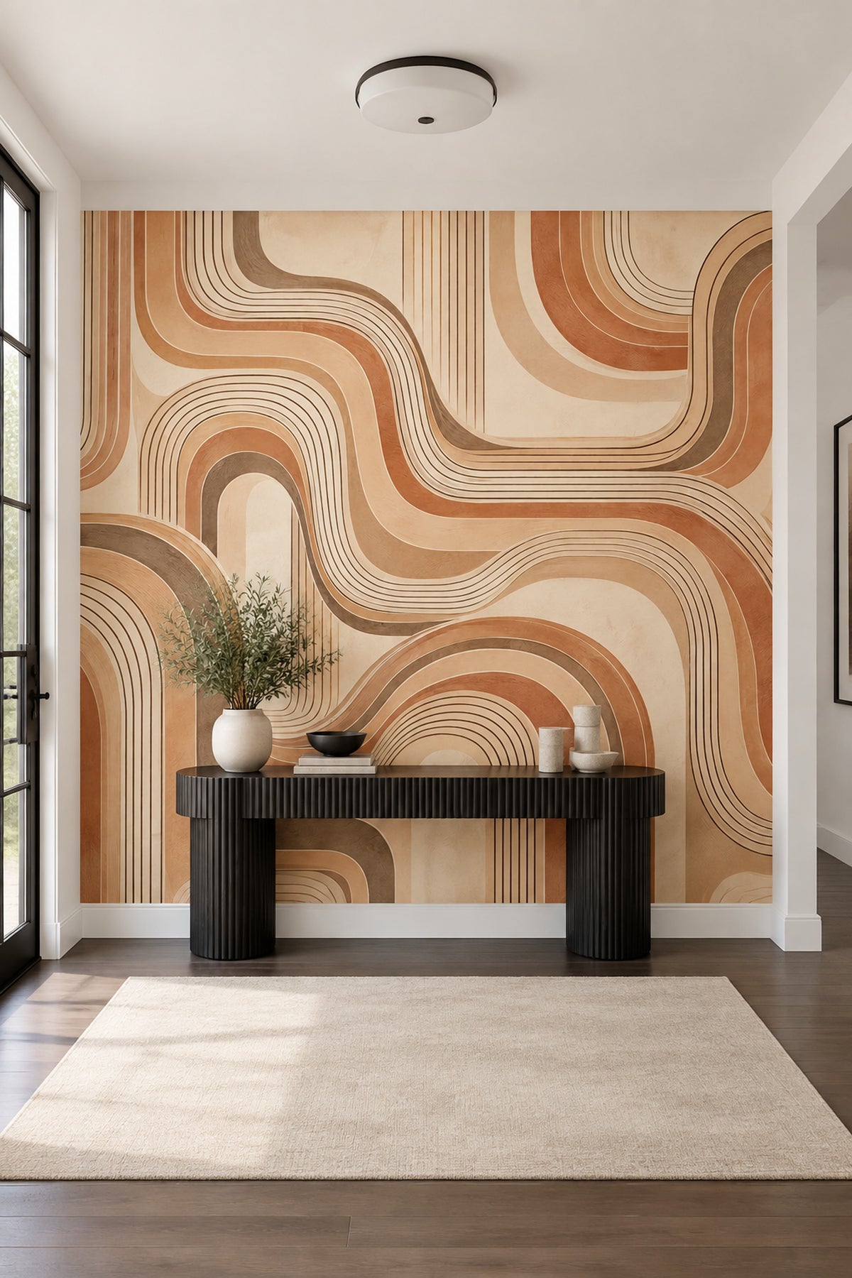 Retro Arch Lines Wallpaper Mid Century Modern Wall Mural