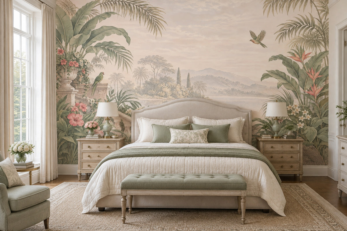Tropical Birds Wallpaper Vintage Wall Mural