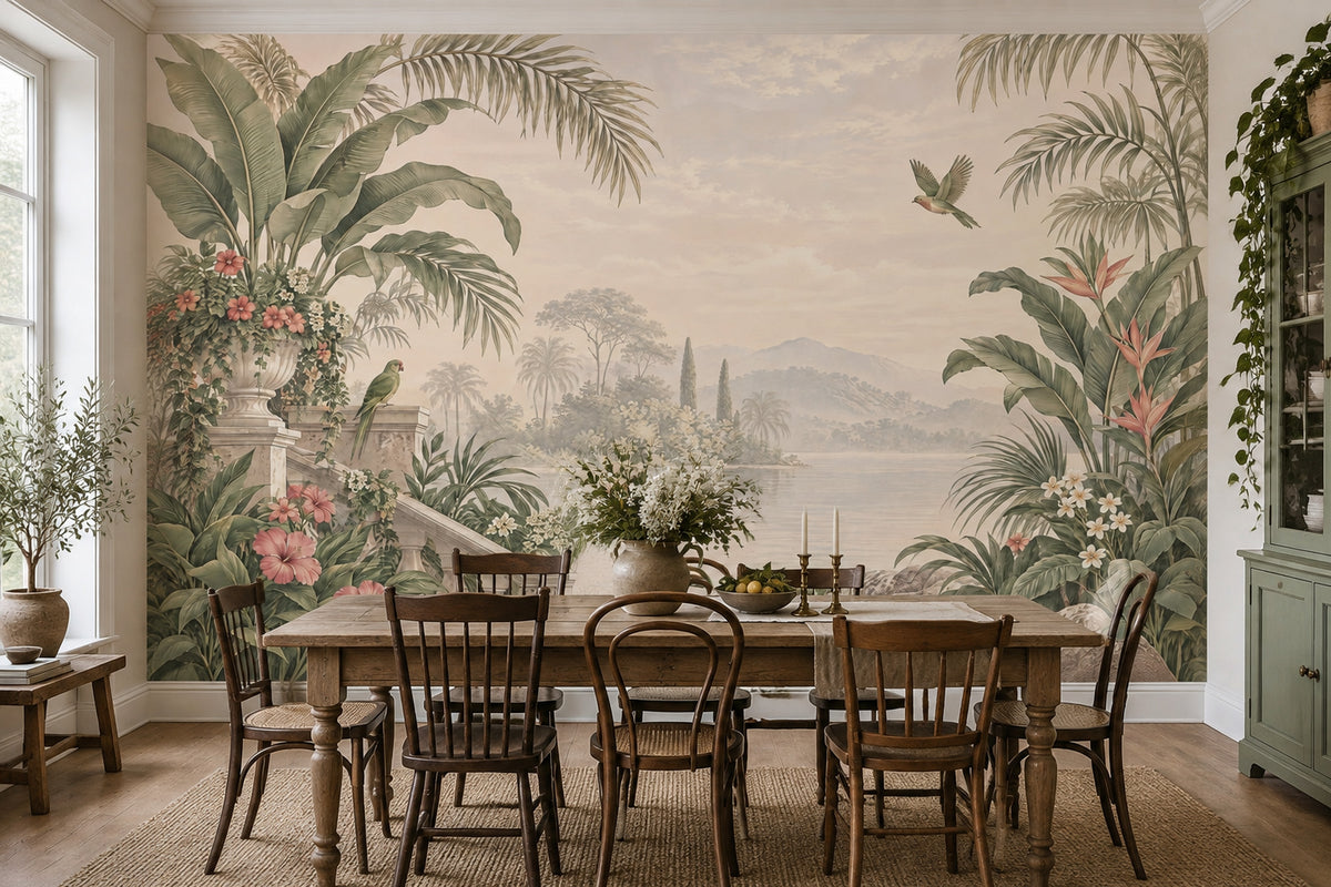 Tropical Birds Wallpaper Vintage Wall Mural