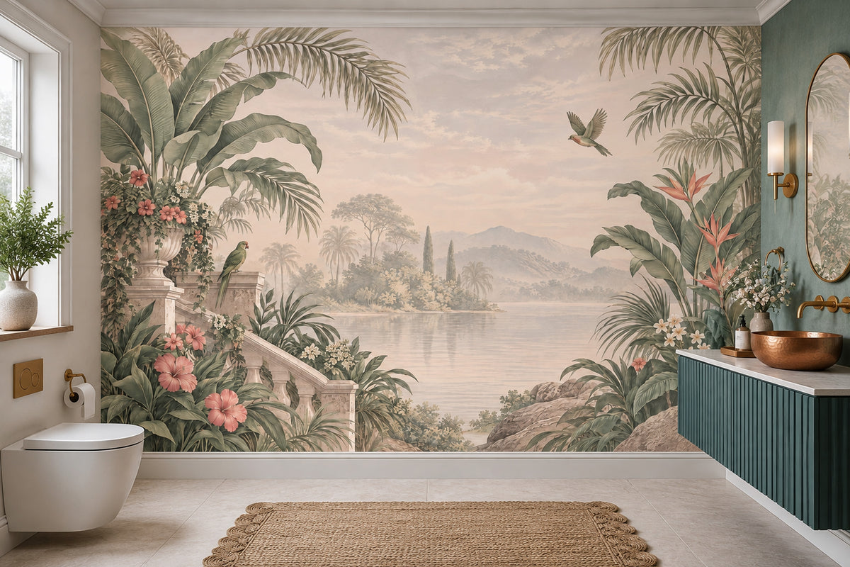 Tropical Birds Wallpaper Vintage Wall Mural
