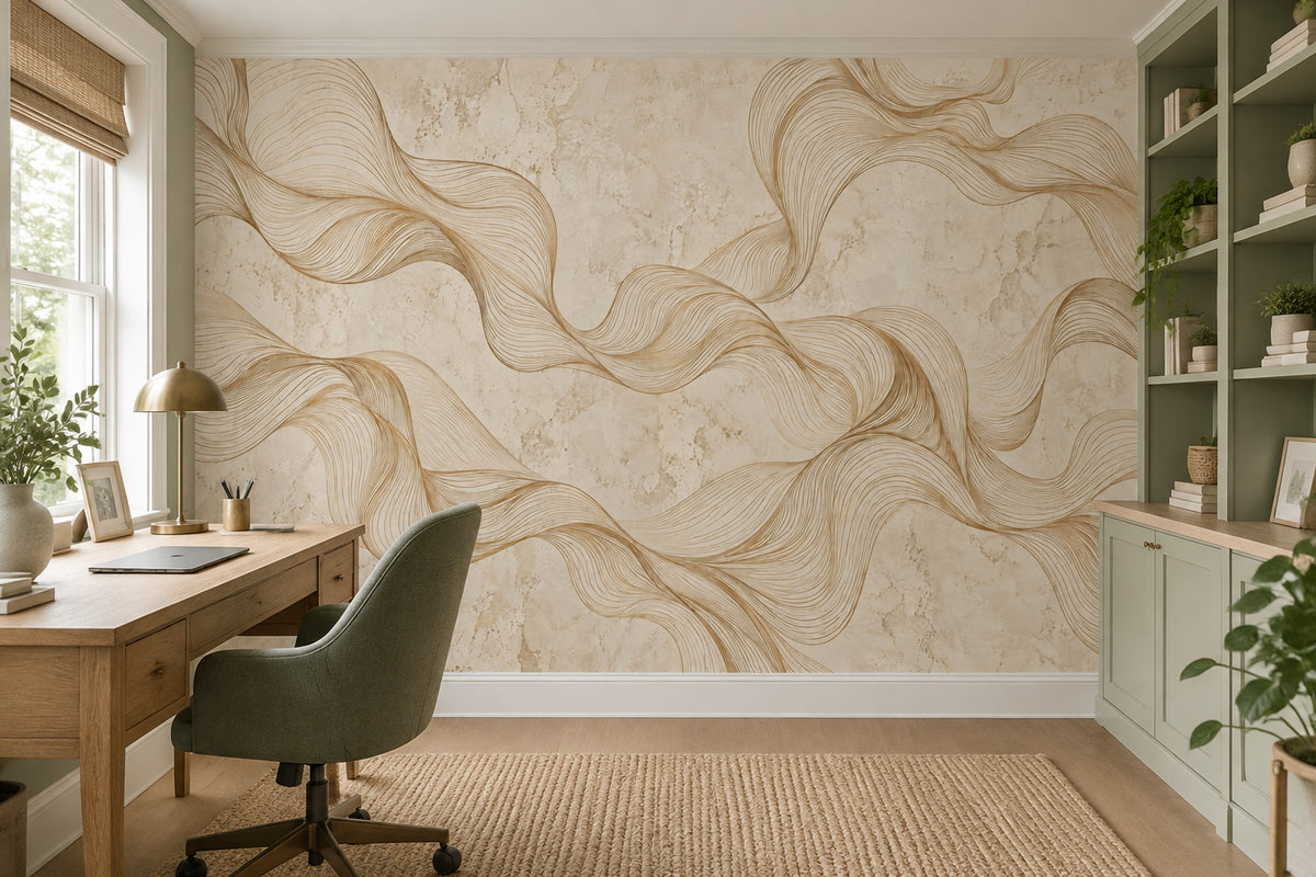 Abstract Gold Line Art Wallpaper Stone Background Wall Mural