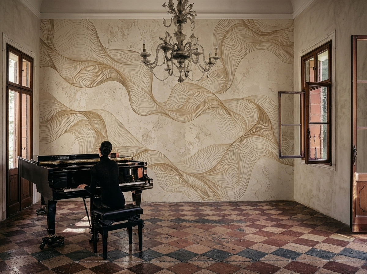 Abstract Gold Line Art Wallpaper Stone Background Wall Mural