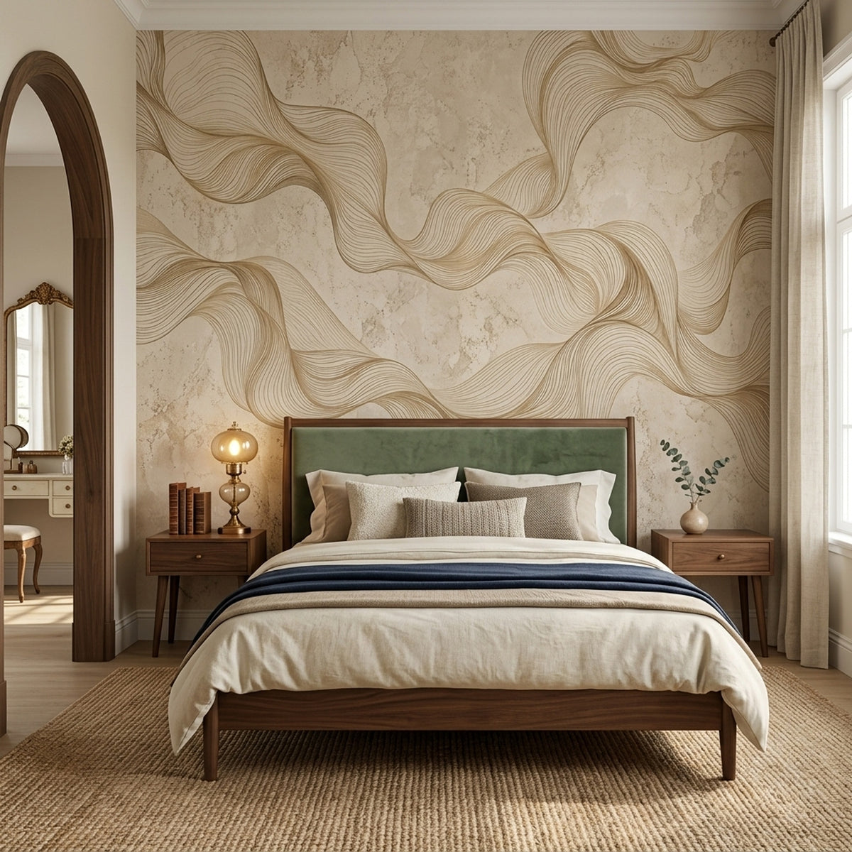 Abstract Gold Line Art Wallpaper Stone Background Wall Mural