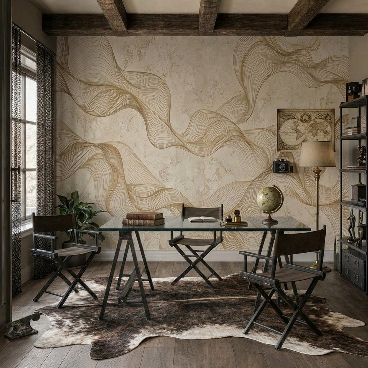 Abstract Gold Line Art Wallpaper Stone Background Wall Mural