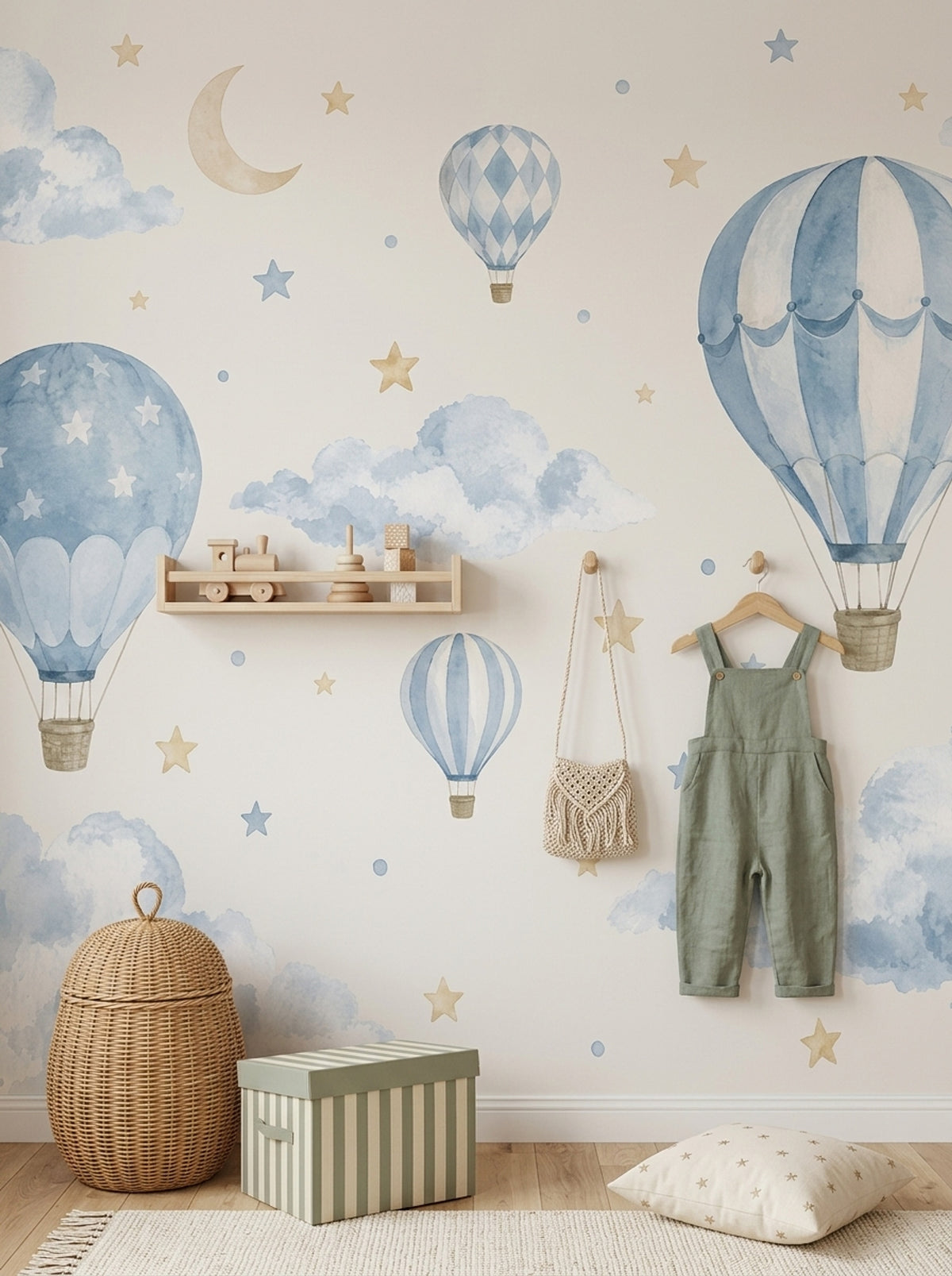 Watercolor Hot Air Balloons Wallpaper Pastel Sky Wall Mural