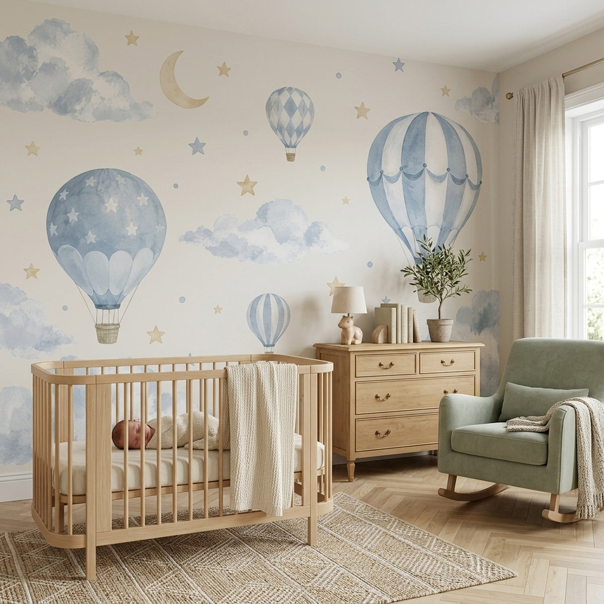 Watercolor Hot Air Balloons Wallpaper Pastel Sky Wall Mural