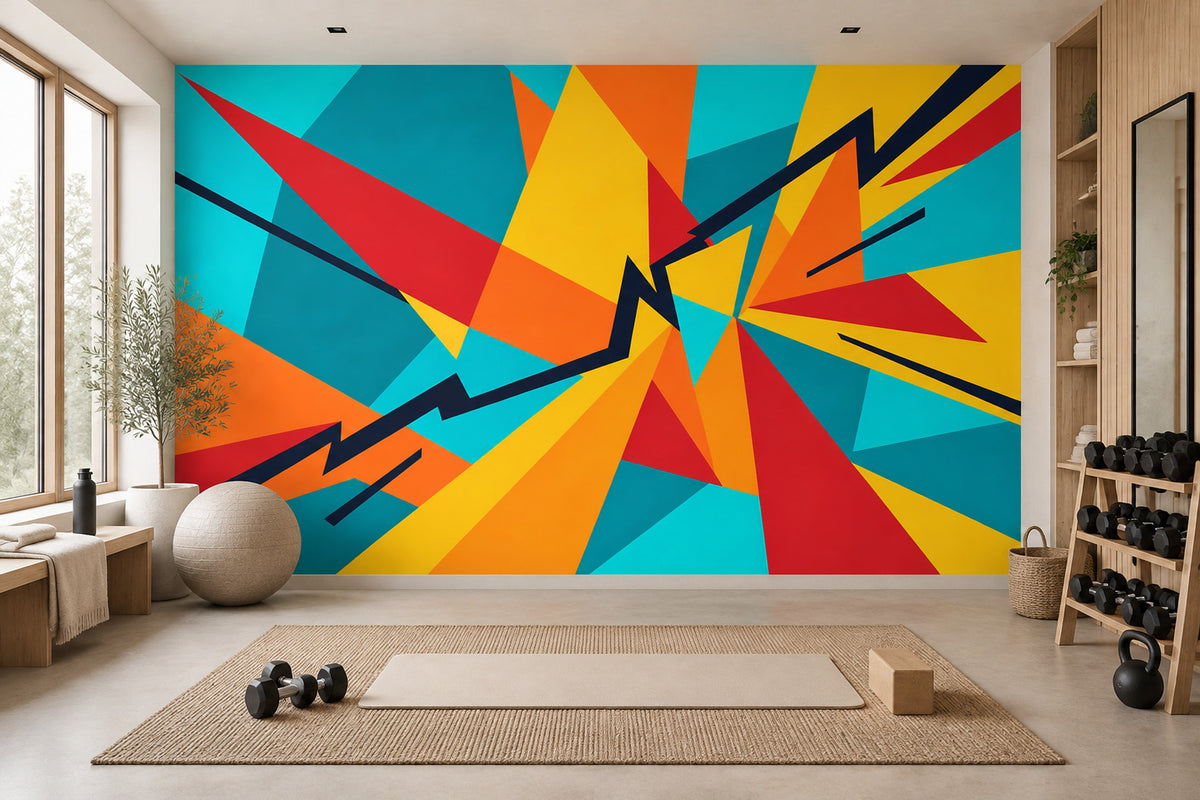 Color Block Triangles Wallpaper Bright Zigzag Wall Mural