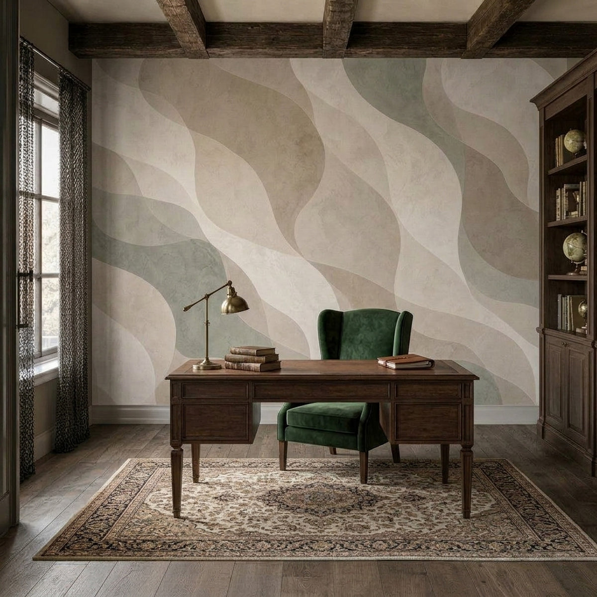 Organic Waves Wallpaper Neutral Modern Wall Mural