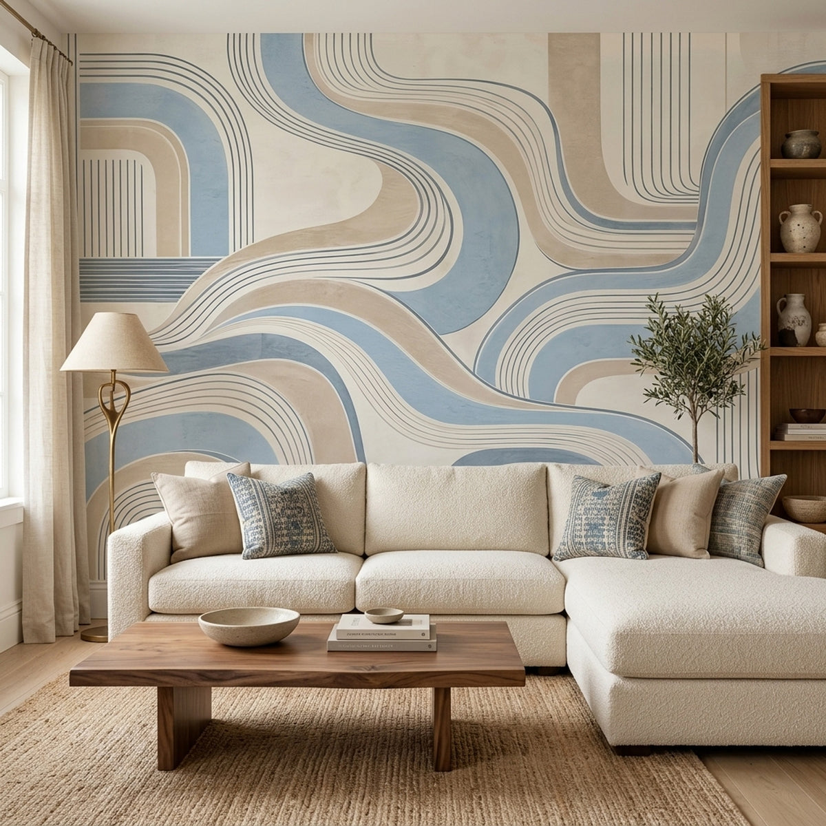 Curved Stripe Arches Wallpaper Mid Century Modern Wall Mural
