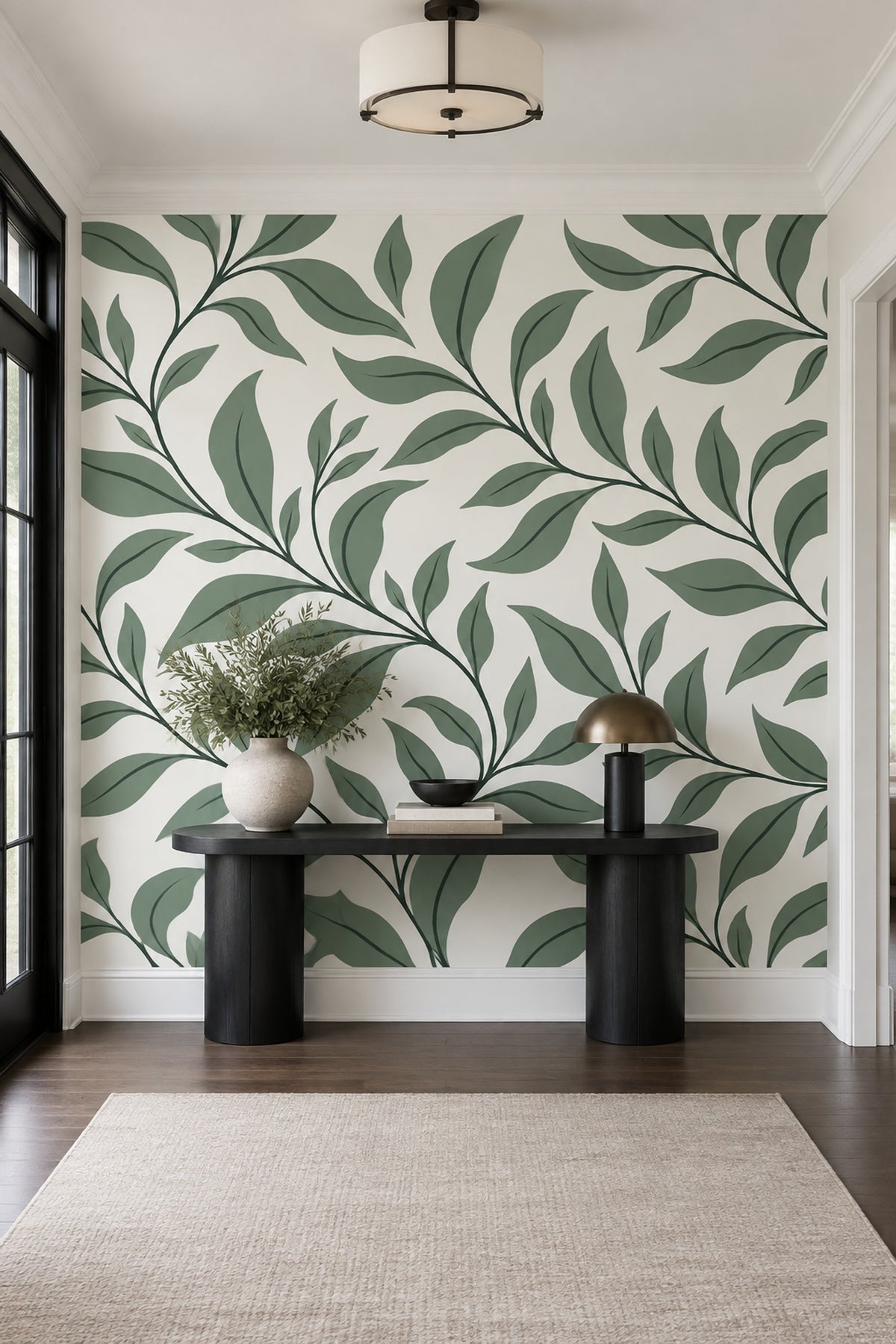 Trailing Vine Branches Wallpaper Minimal Botanical Wall Mural
