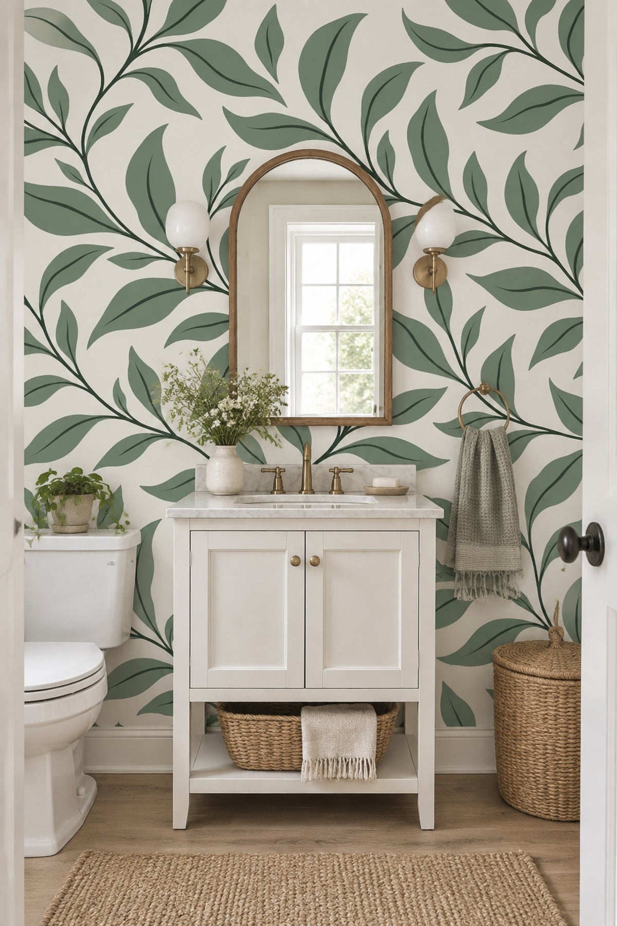 Trailing Vine Branches Wallpaper Minimal Botanical Wall Mural