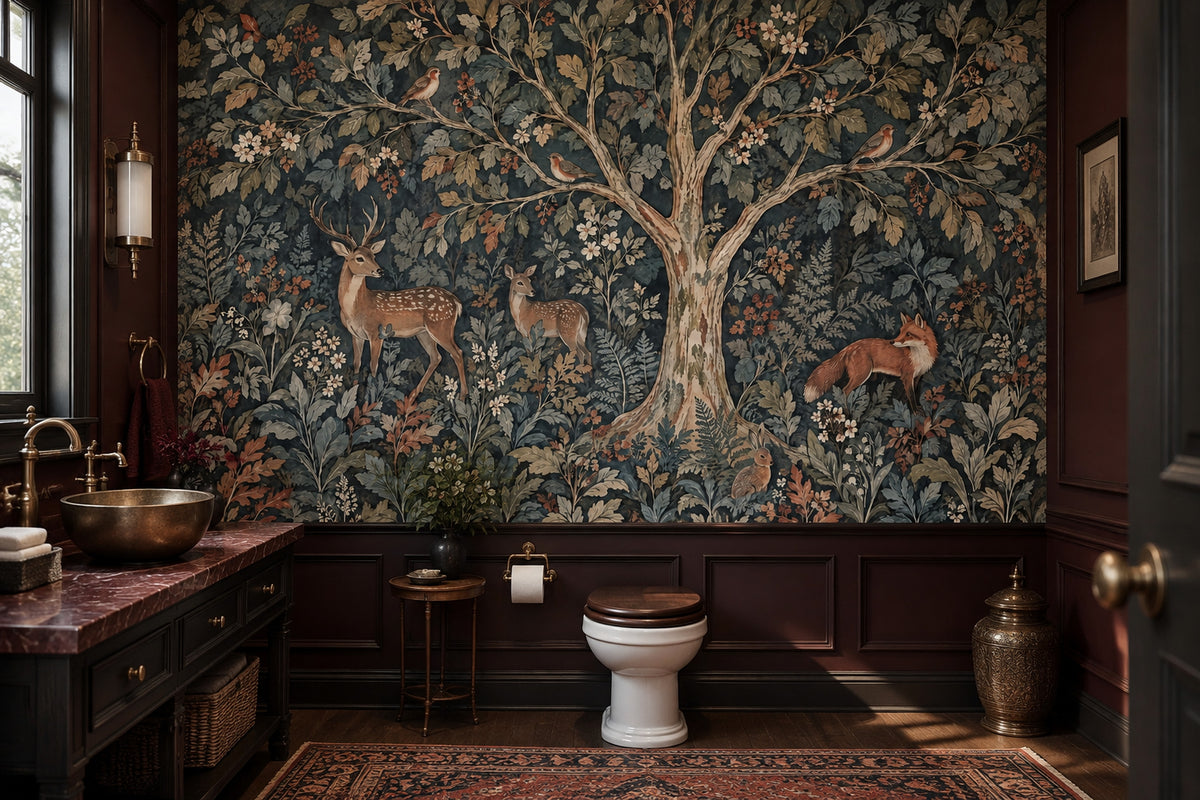 Forest Animals Wallpaper Dark Woodland Wall Mural
