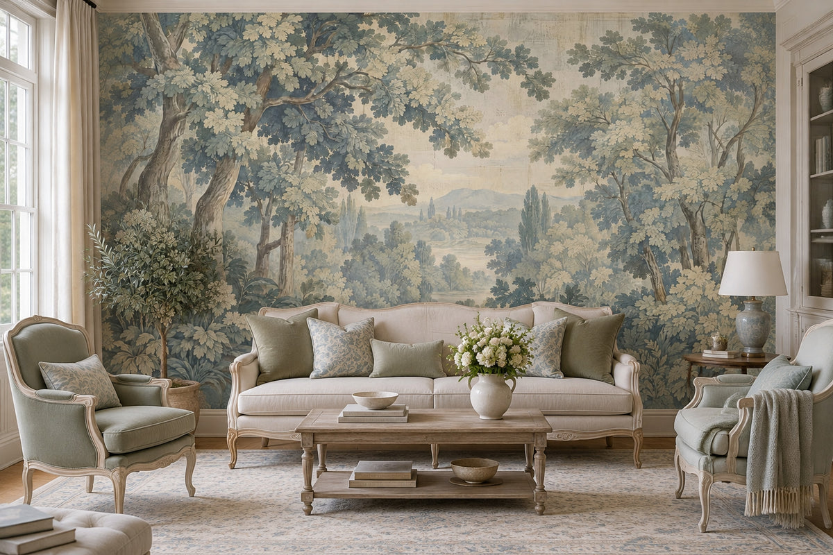Vintage Forest Valley Wallpaper Panoramic Landscape Wall Mural