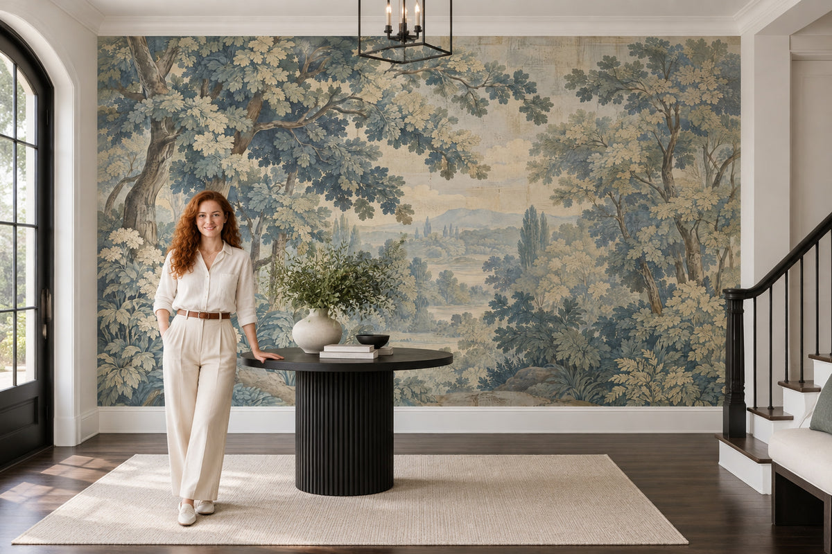 Vintage Forest Valley Wallpaper Panoramic Landscape Wall Mural
