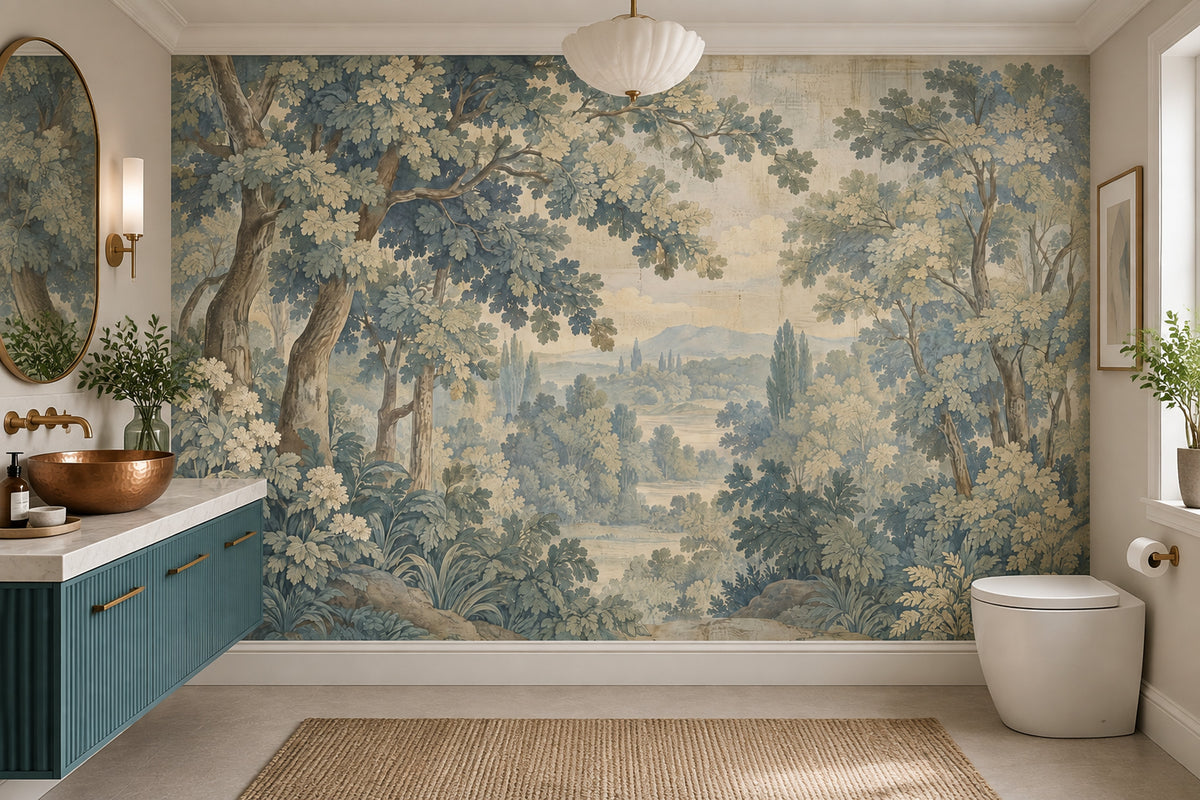 Vintage Forest Valley Wallpaper Panoramic Landscape Wall Mural