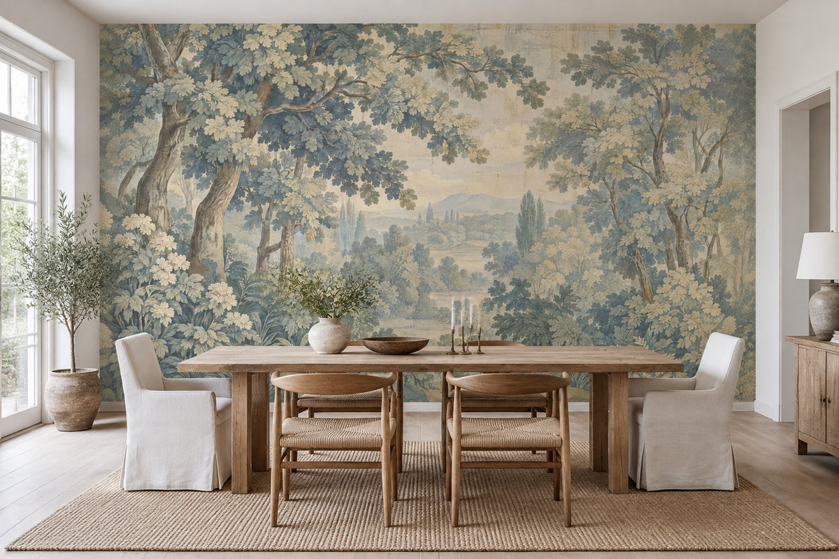 Vintage Forest Valley Wallpaper Panoramic Landscape Wall Mural