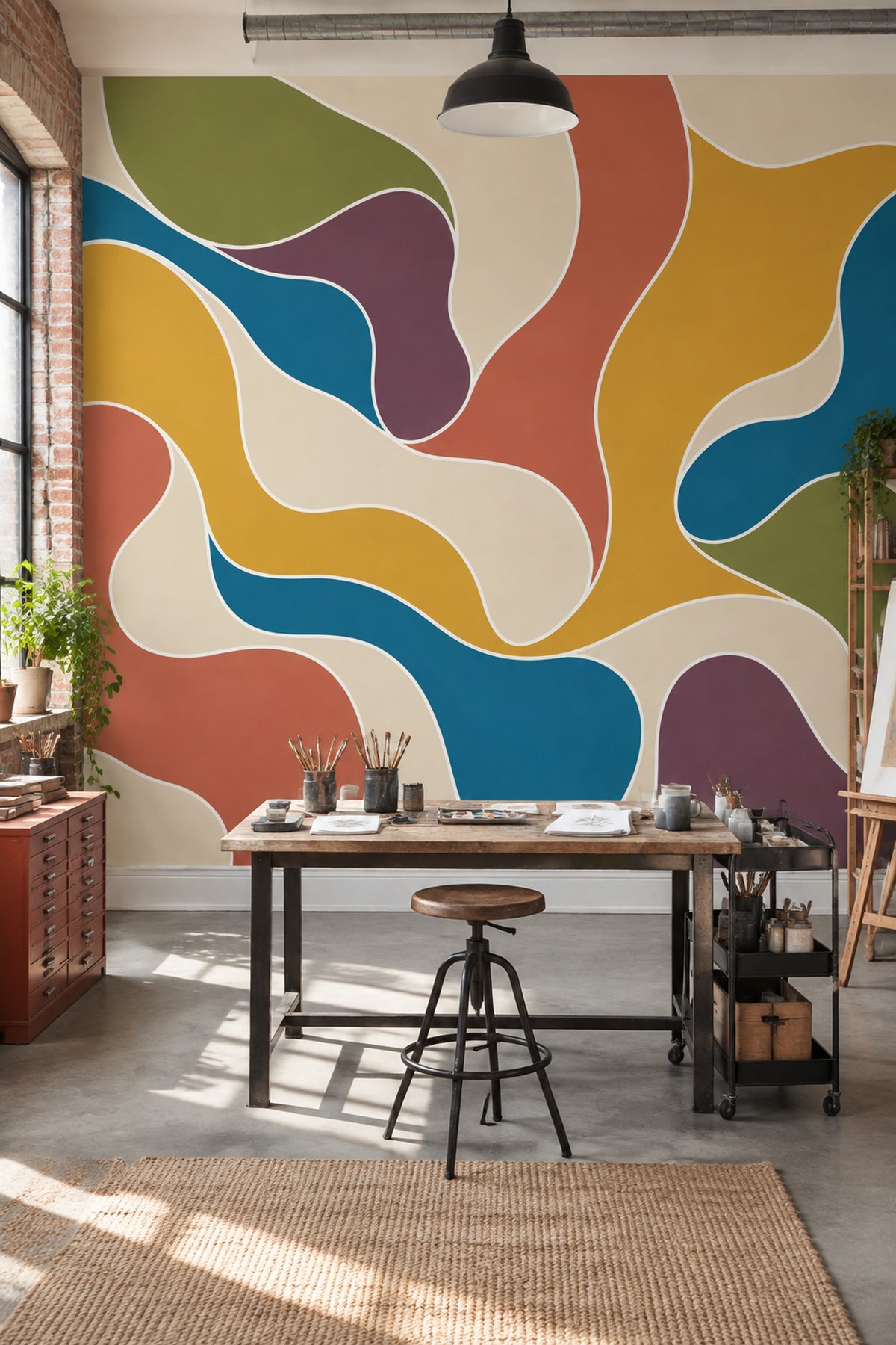 Organic Color Block Wallpaper Mid Century Modern Wall Mural