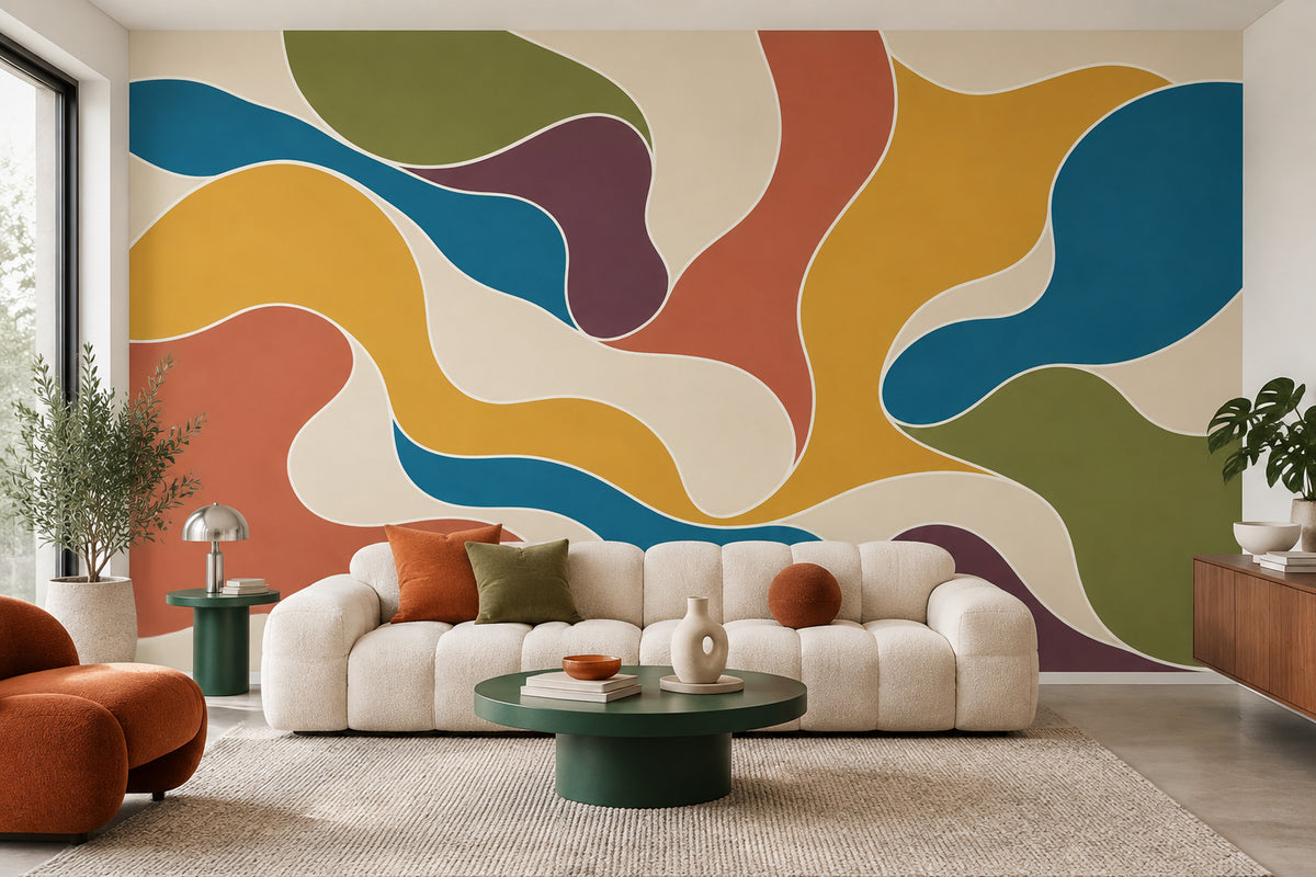 Organic Color Block Wallpaper Mid Century Modern Wall Mural
