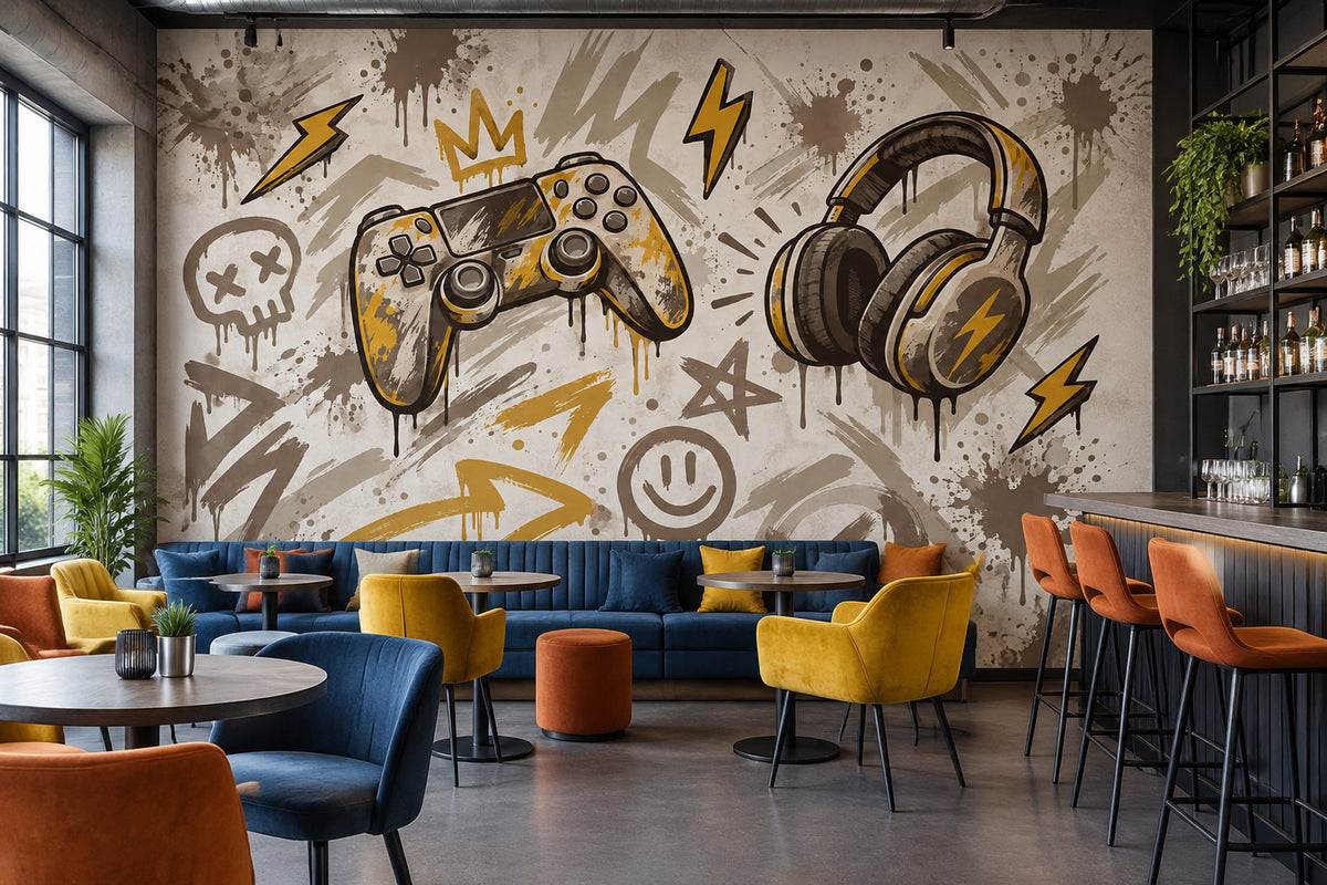 Gaming Controller Wallpaper Graffiti Street Art Wall Mural