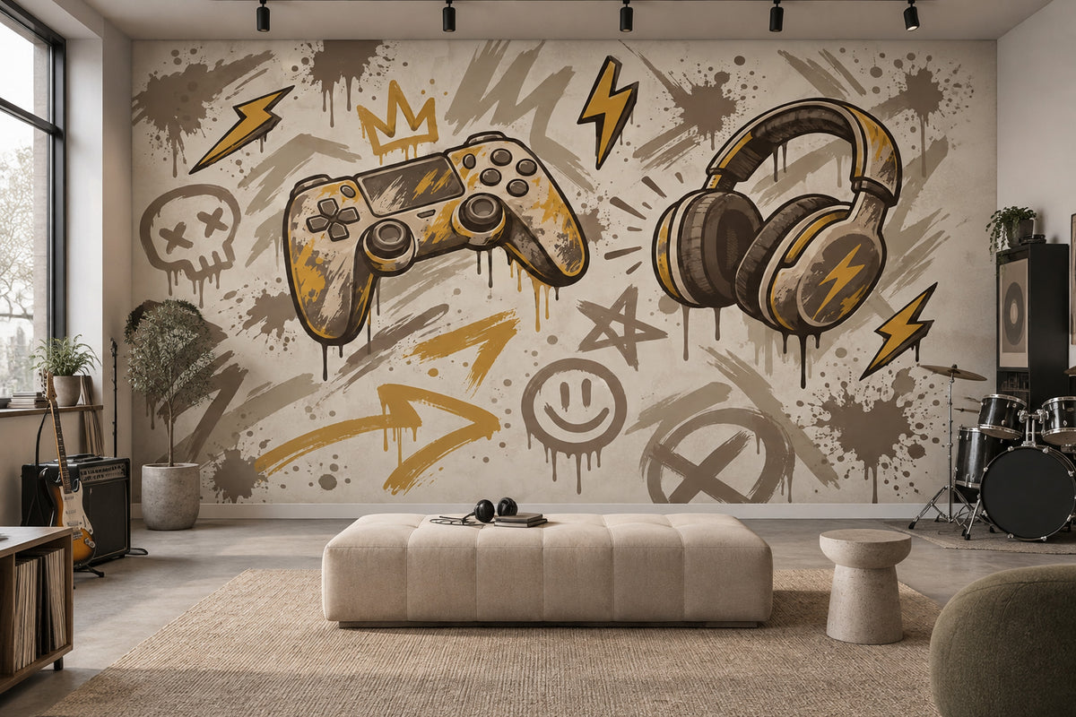 Gaming Controller Wallpaper Graffiti Street Art Wall Mural
