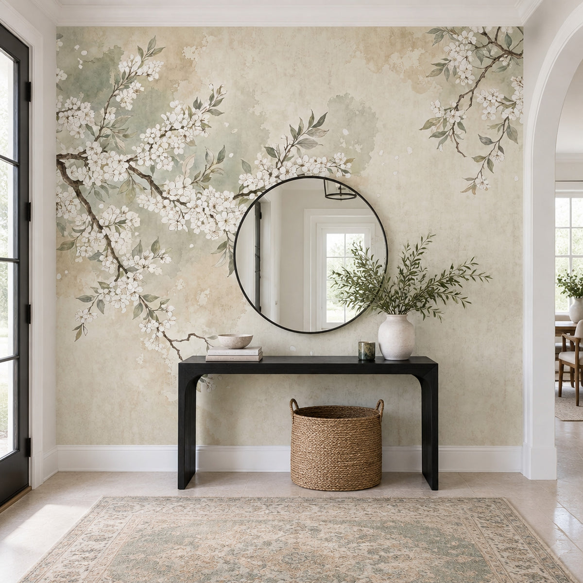 Cherry Blossoms Wallpaper Watercolor Botanical Wall Mural