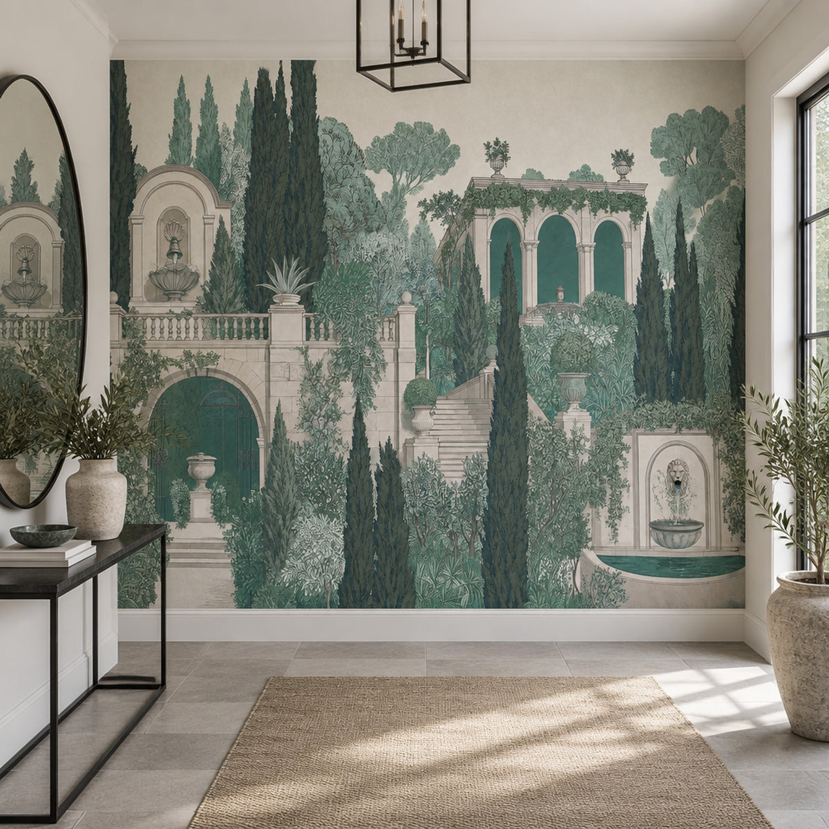 Mediterranean Garden Wallpaper Vintage Toile Wall Mural