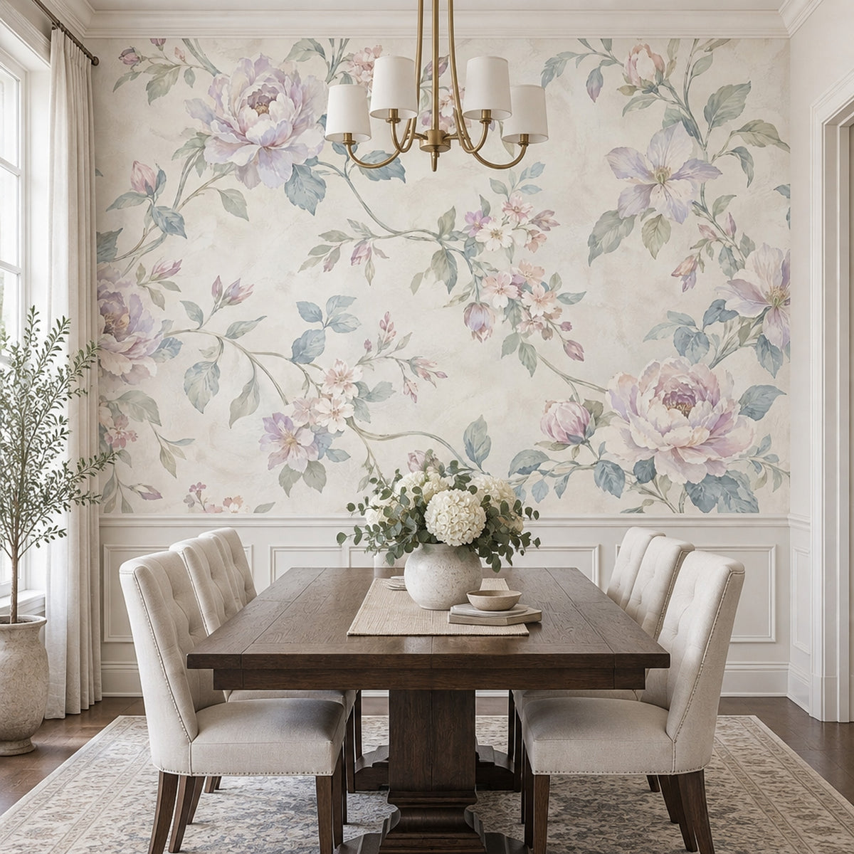 Pastel Peonies Wallpaper Watercolor Garden Wall Mural