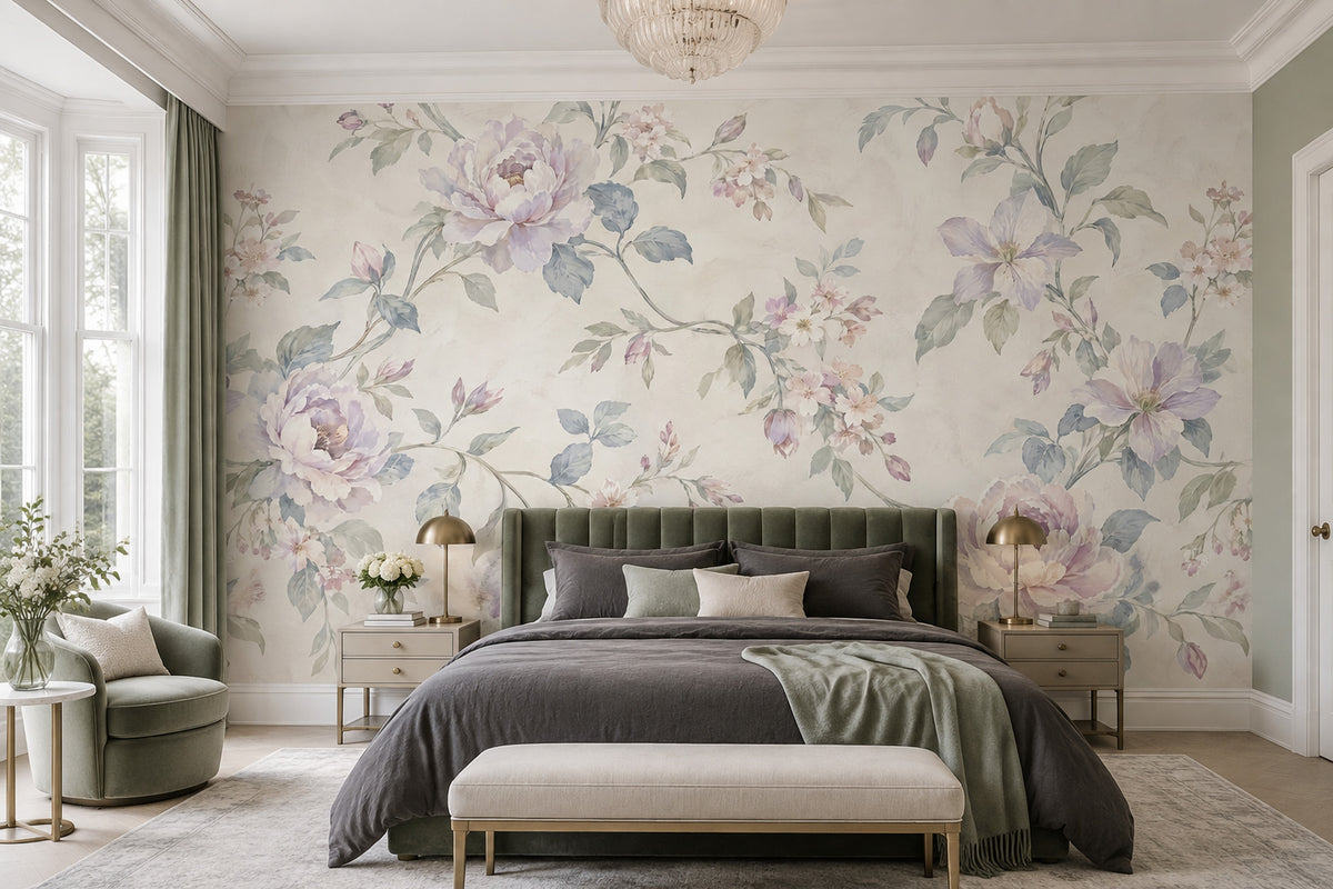 Pastel Peonies Wallpaper Watercolor Garden Wall Mural