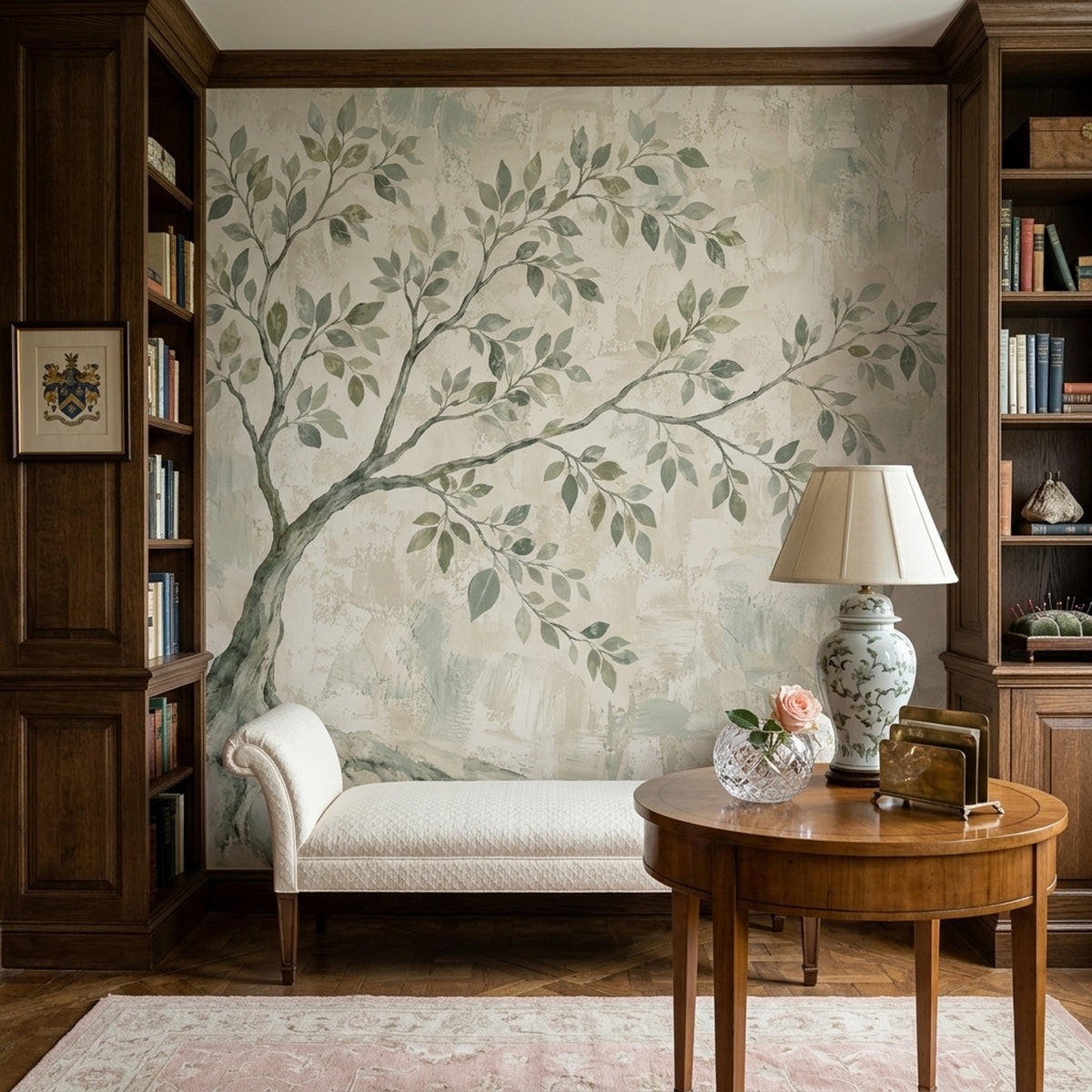 Watercolor Tree Branches Wallpaper Textured Plaster Wall Mural