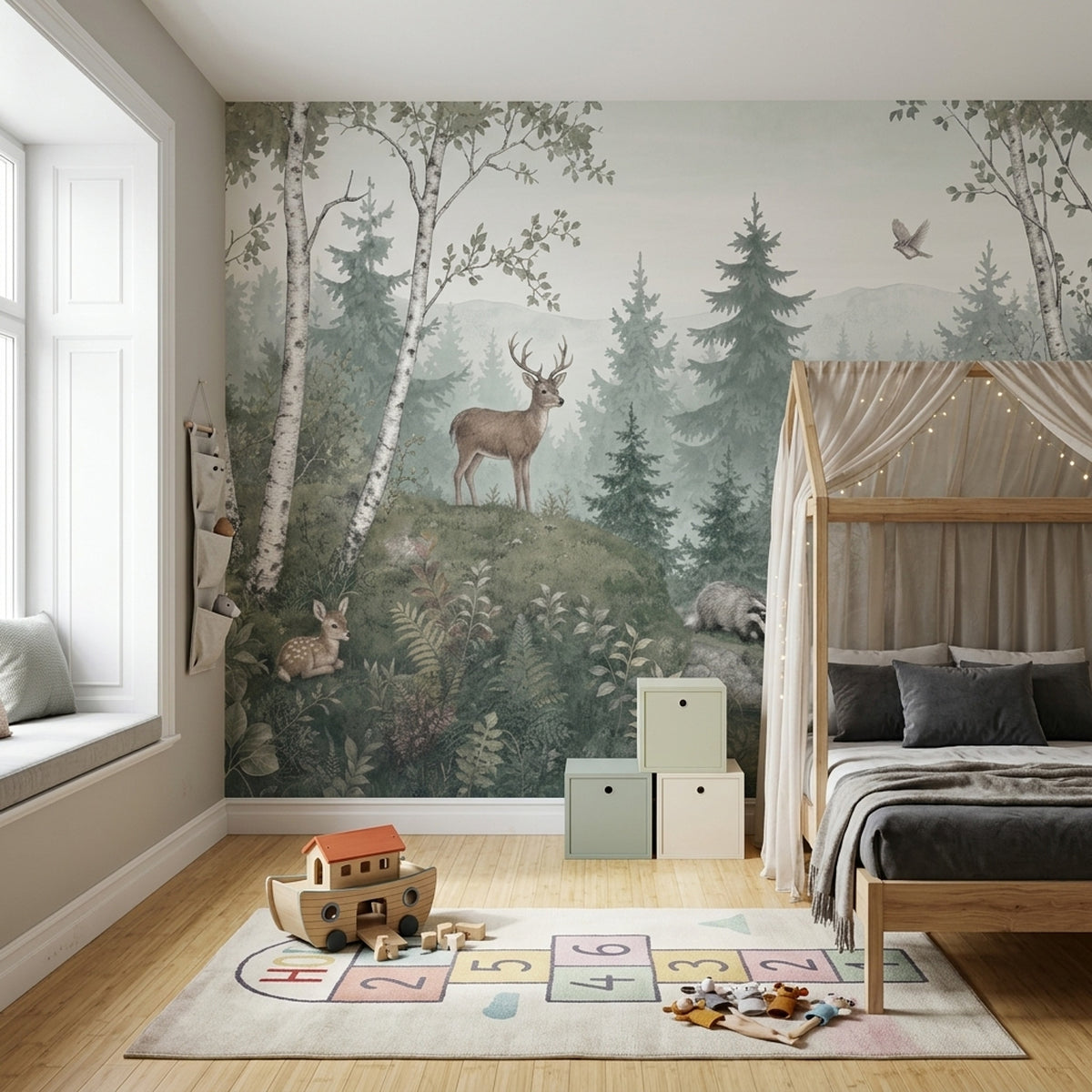 Woodland Animals Wallpaper Misty Forest Wall Mural