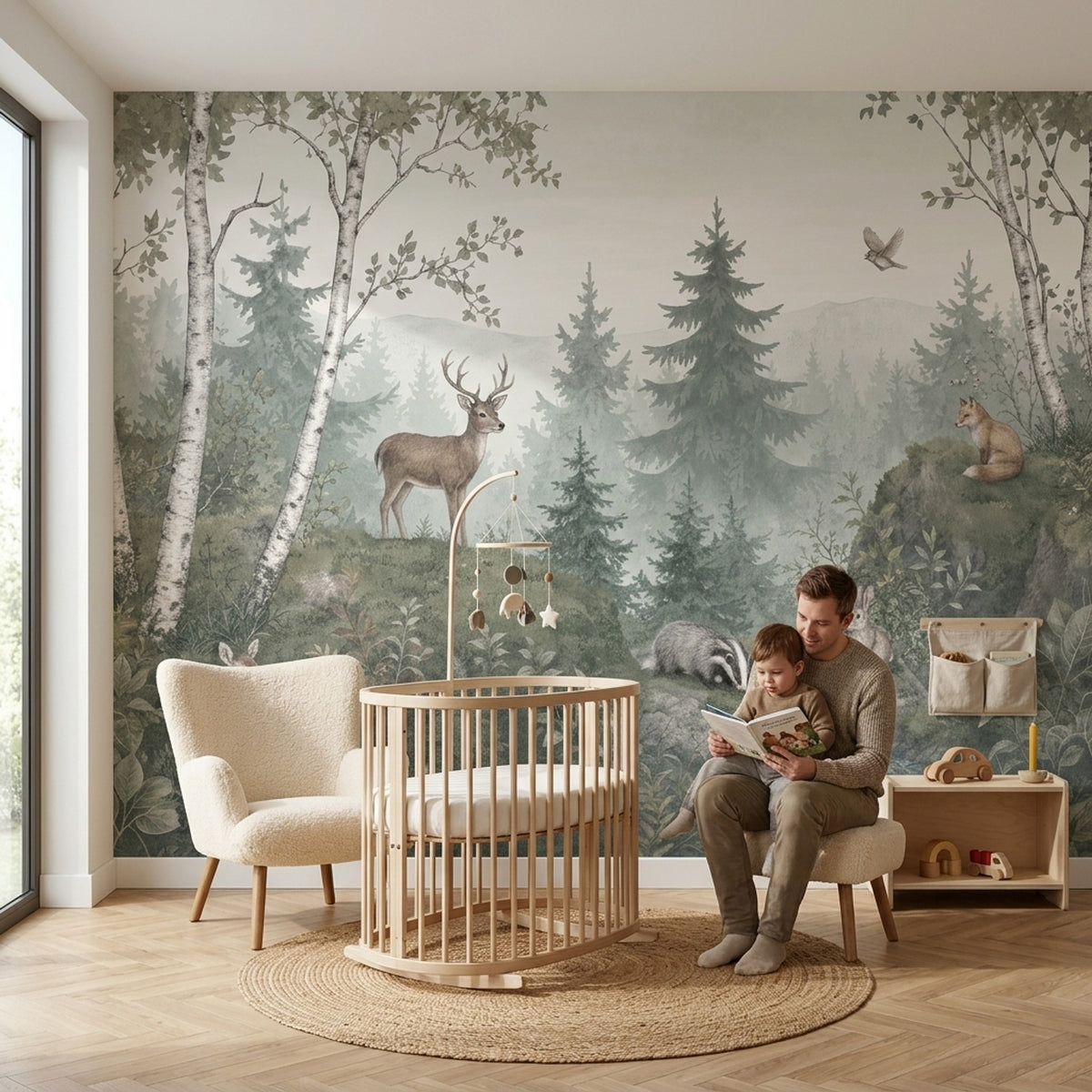 Woodland Animals Wallpaper Misty Forest Wall Mural