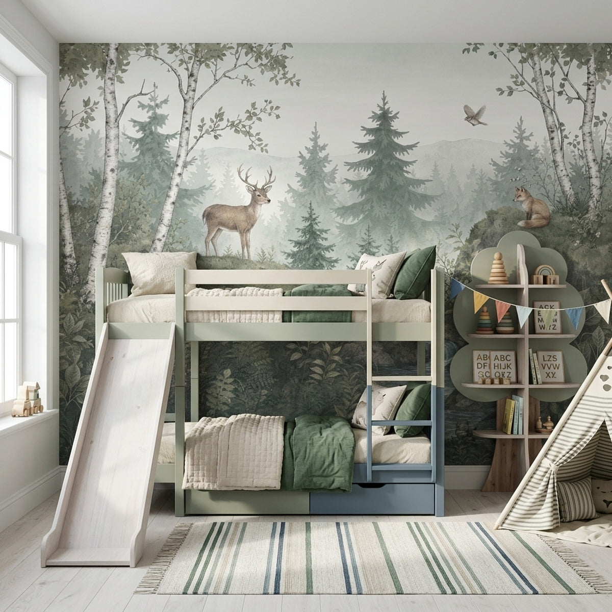Woodland Animals Wallpaper Misty Forest Wall Mural