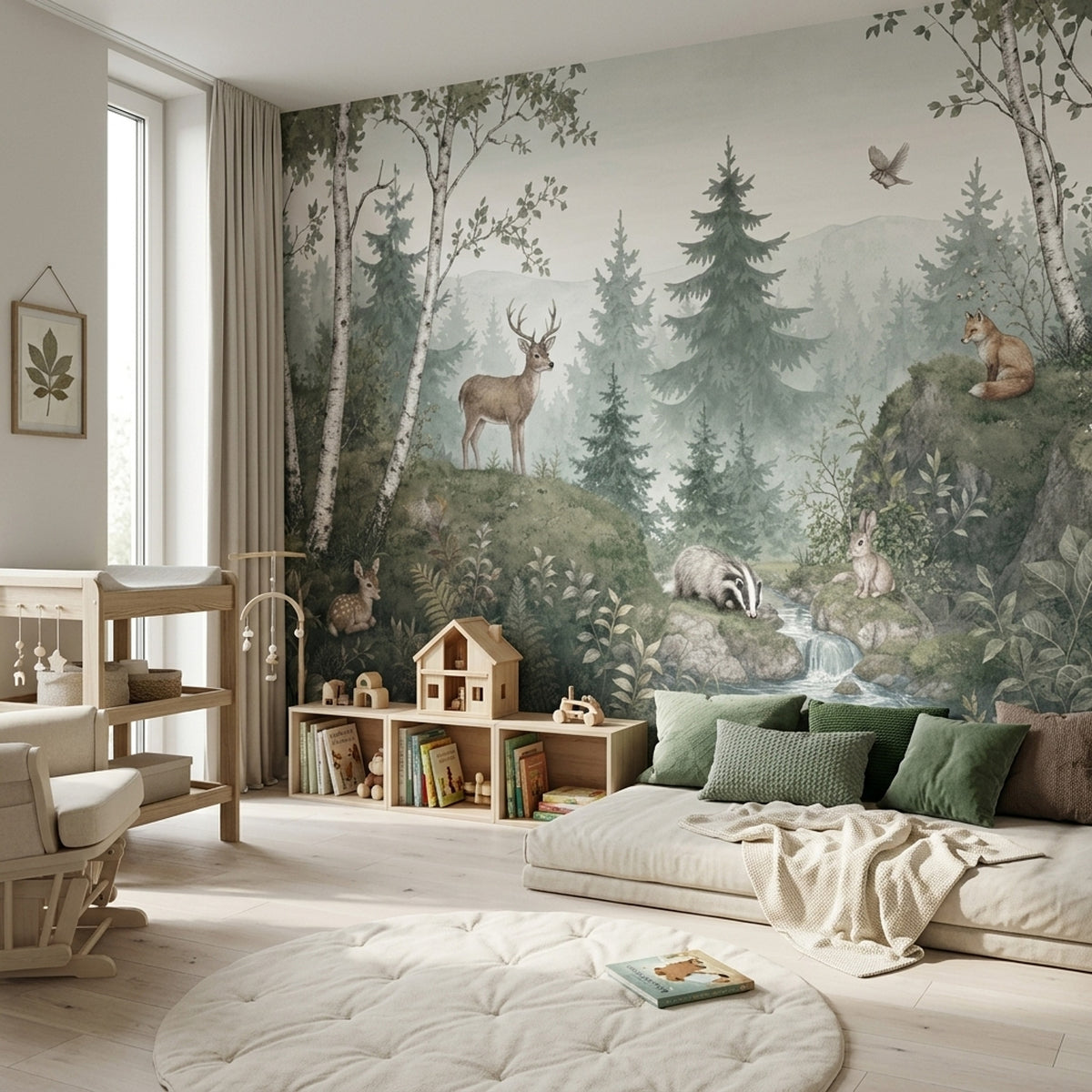 Woodland Animals Wallpaper Misty Forest Wall Mural