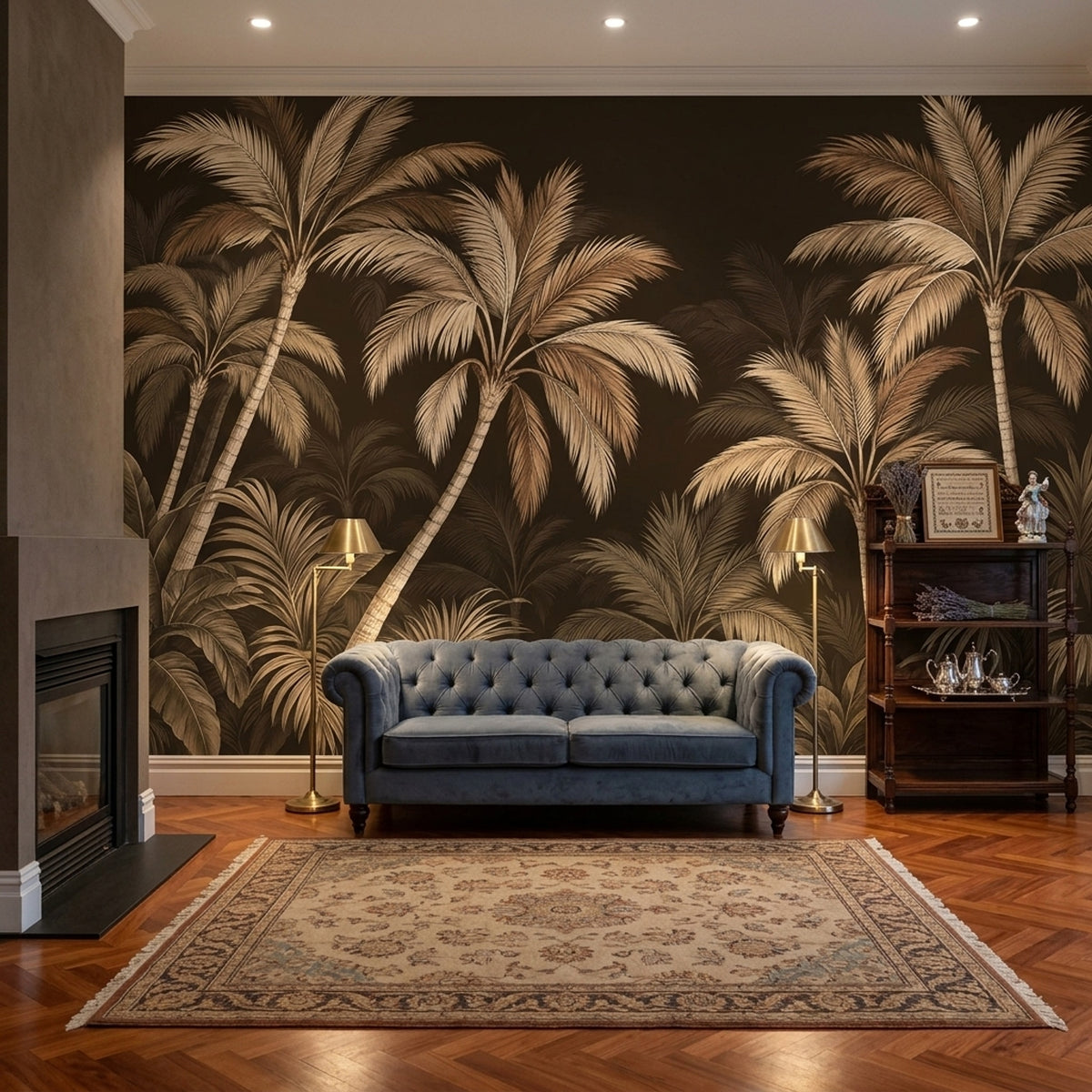 Sepia Palm Trees Wallpaper Dark Tropical Wall Mural