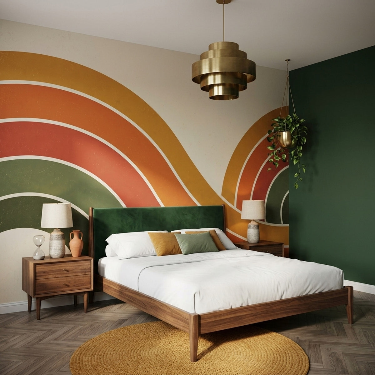 Retro Rainbow Arches Wallpaper Mid Century Modern Wall Mural