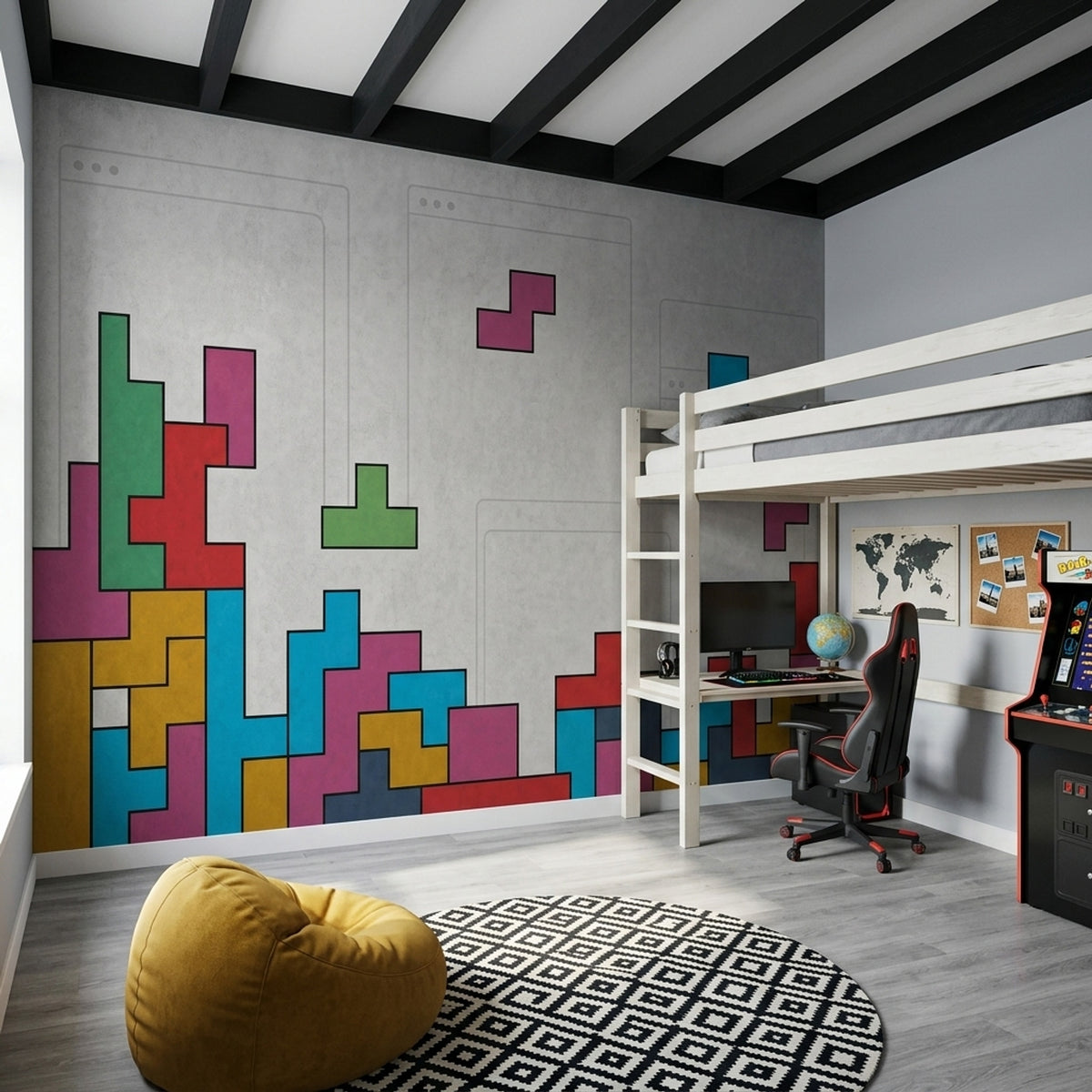 Geometric Block Shapes Wallpaper Concrete Texture Wall Mural