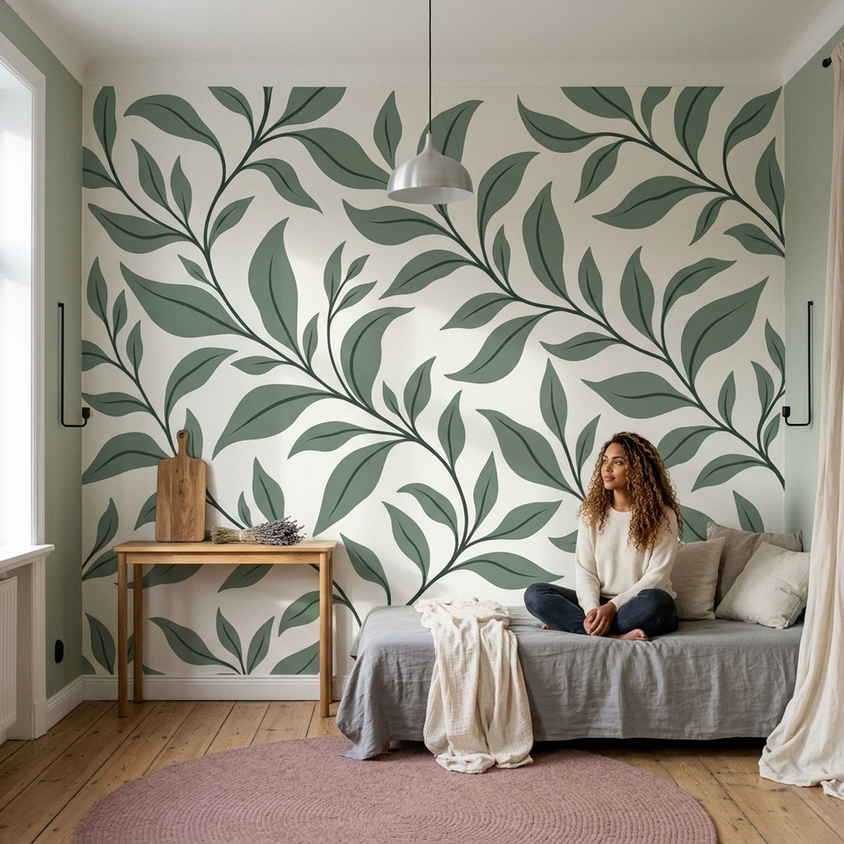 Trailing Vine Branches Wallpaper Minimal Botanical Wall Mural