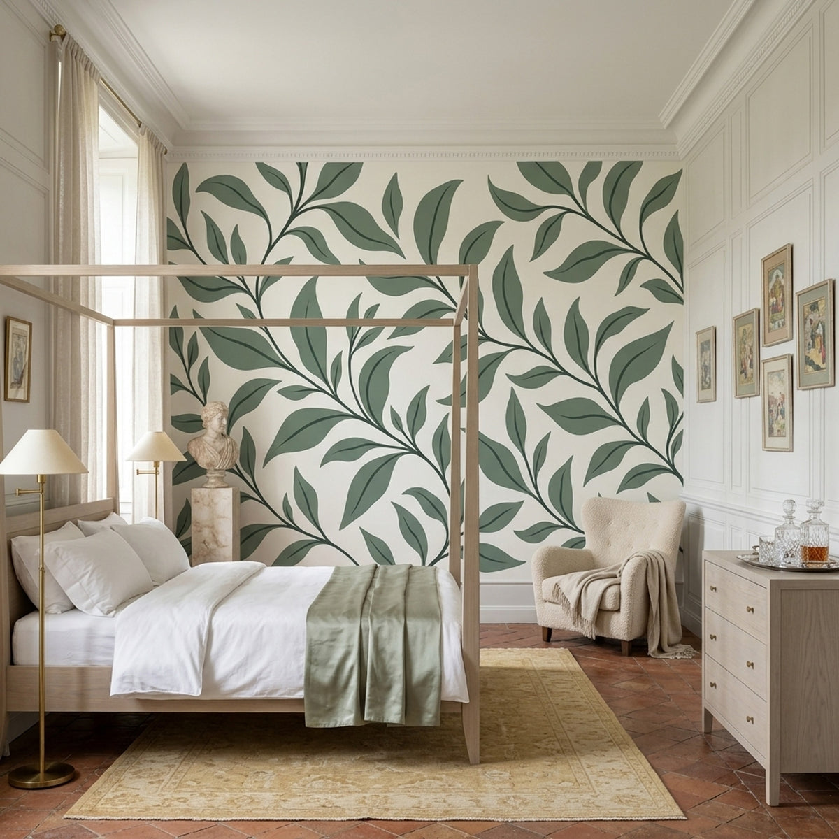 Trailing Vine Branches Wallpaper Minimal Botanical Wall Mural