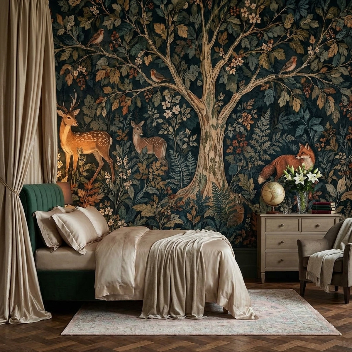 Forest Animals Wallpaper Dark Woodland Wall Mural